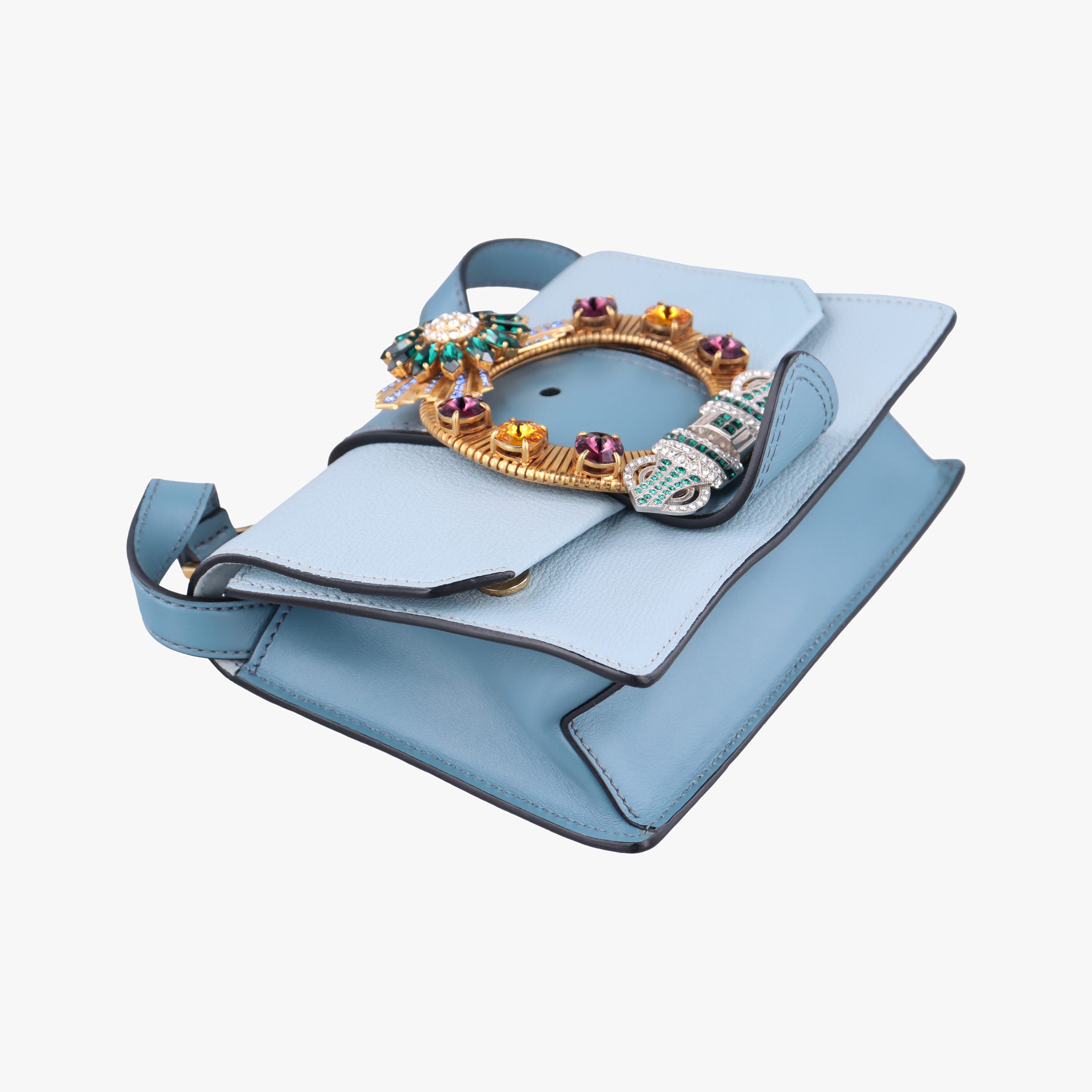 Pre-owned Miu Miu Miu Lady Blue×multiclor Leather  shoulderbag | stylenewstar