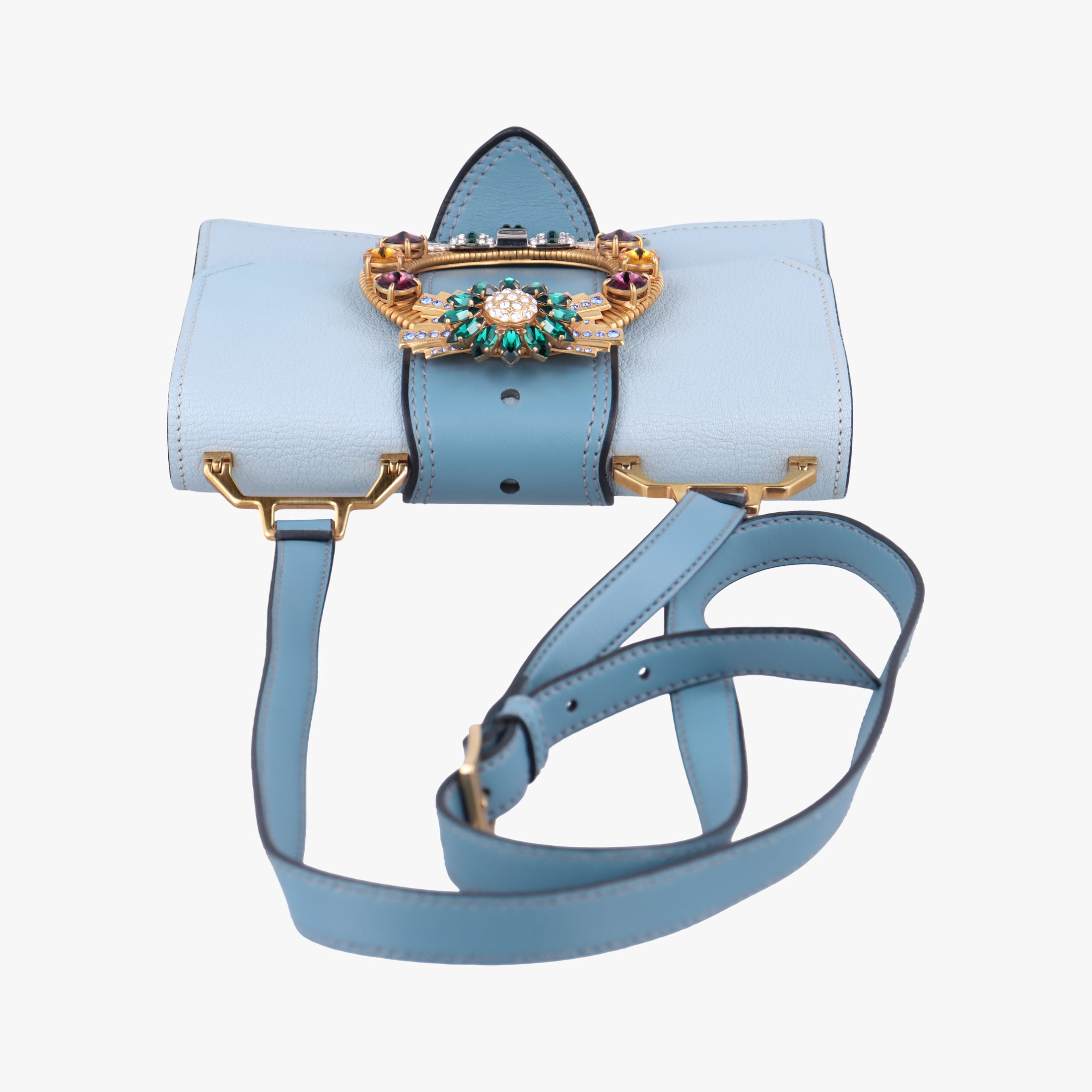 Pre-owned Miu Miu Miu Lady Blue×multiclor Leather  shoulderbag | stylenewstar