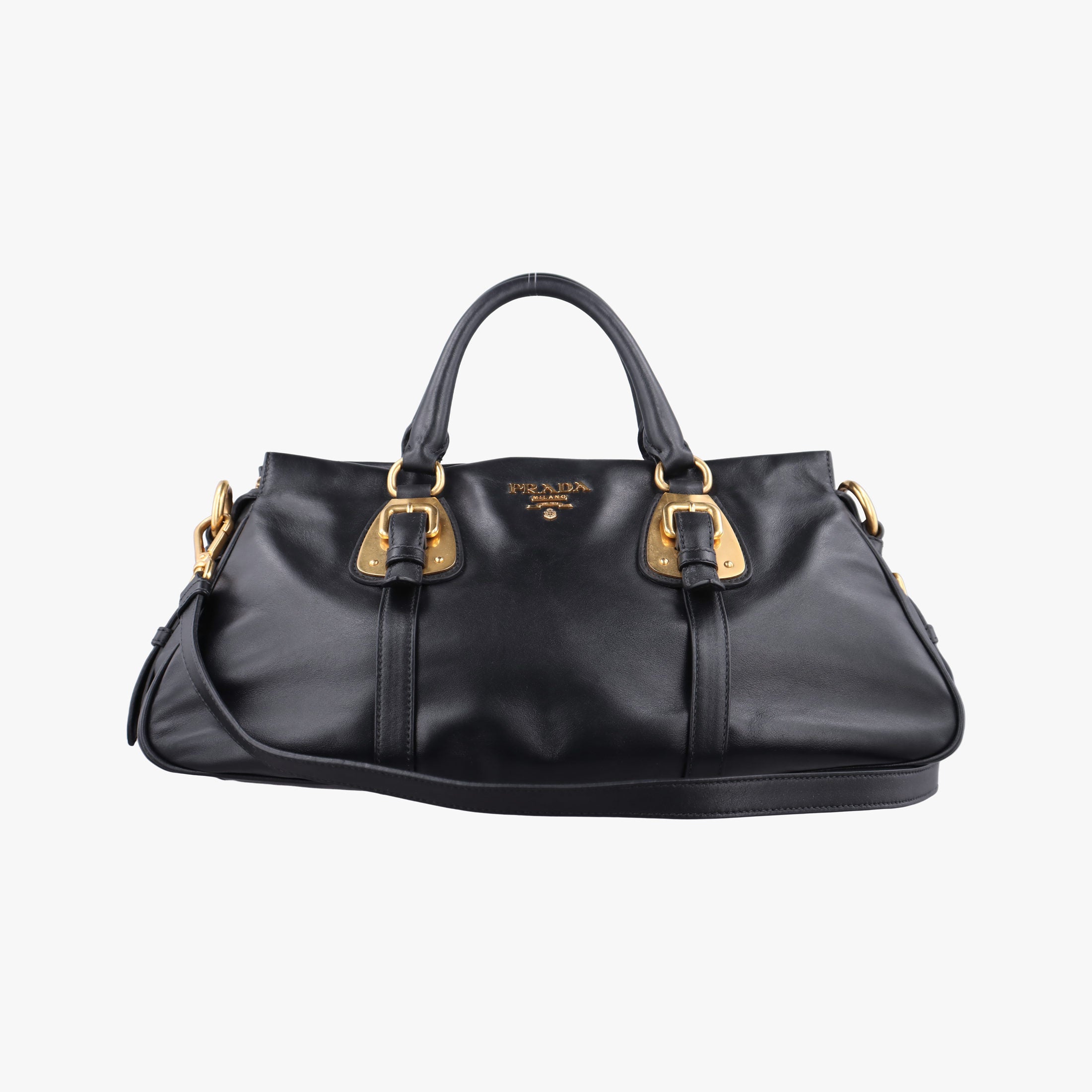 Secondhand Prada Vitello Daino Logo Black Leather BN1903 shoulderbag | stylenewstar