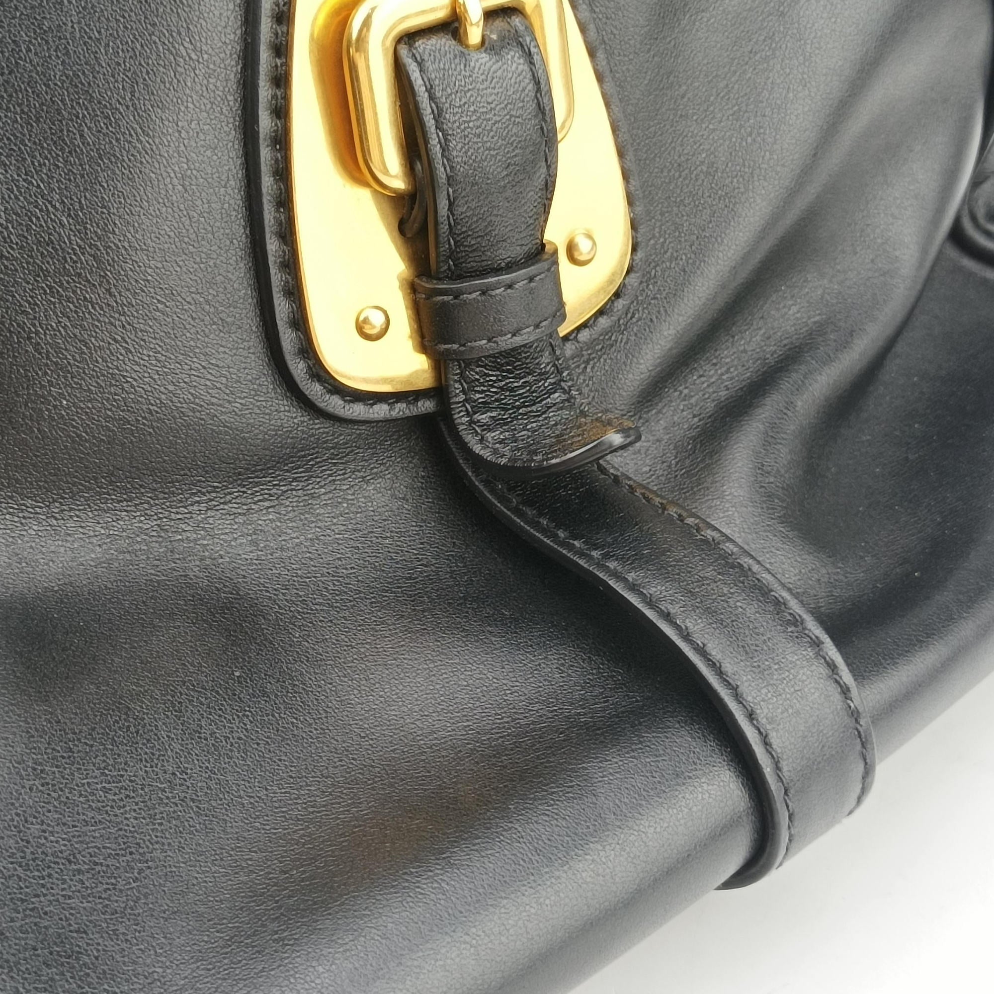 Secondhand Prada Vitello Daino Logo Black Leather BN1903 shoulderbag | stylenewstar