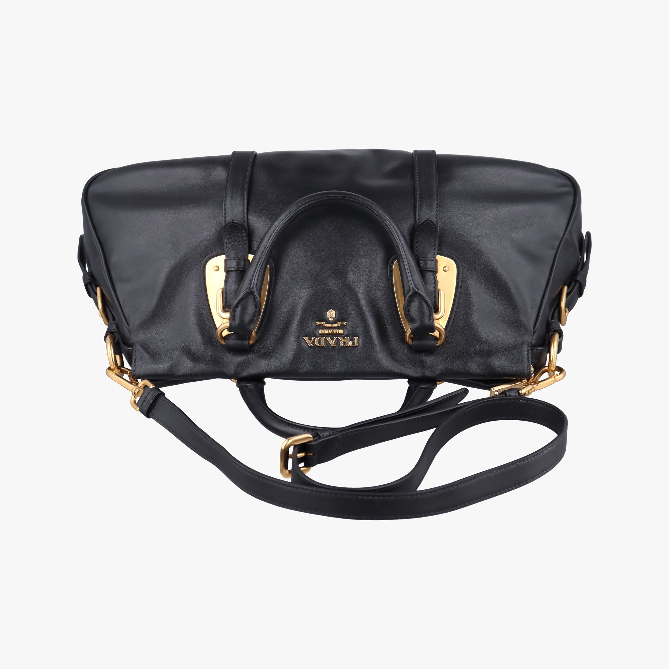 Secondhand Prada Vitello Daino Logo Black Leather BN1903 shoulderbag | stylenewstar