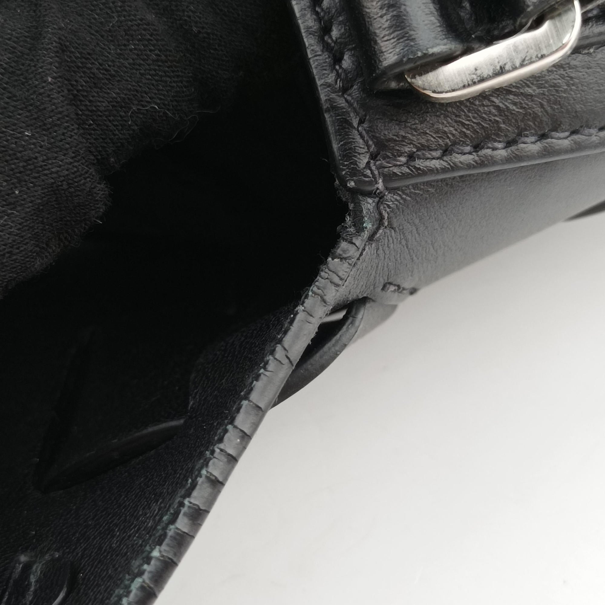 Pre-owned Prada Vitello Intreccio Tress Black Leather  shoulderbag | stylenewstar