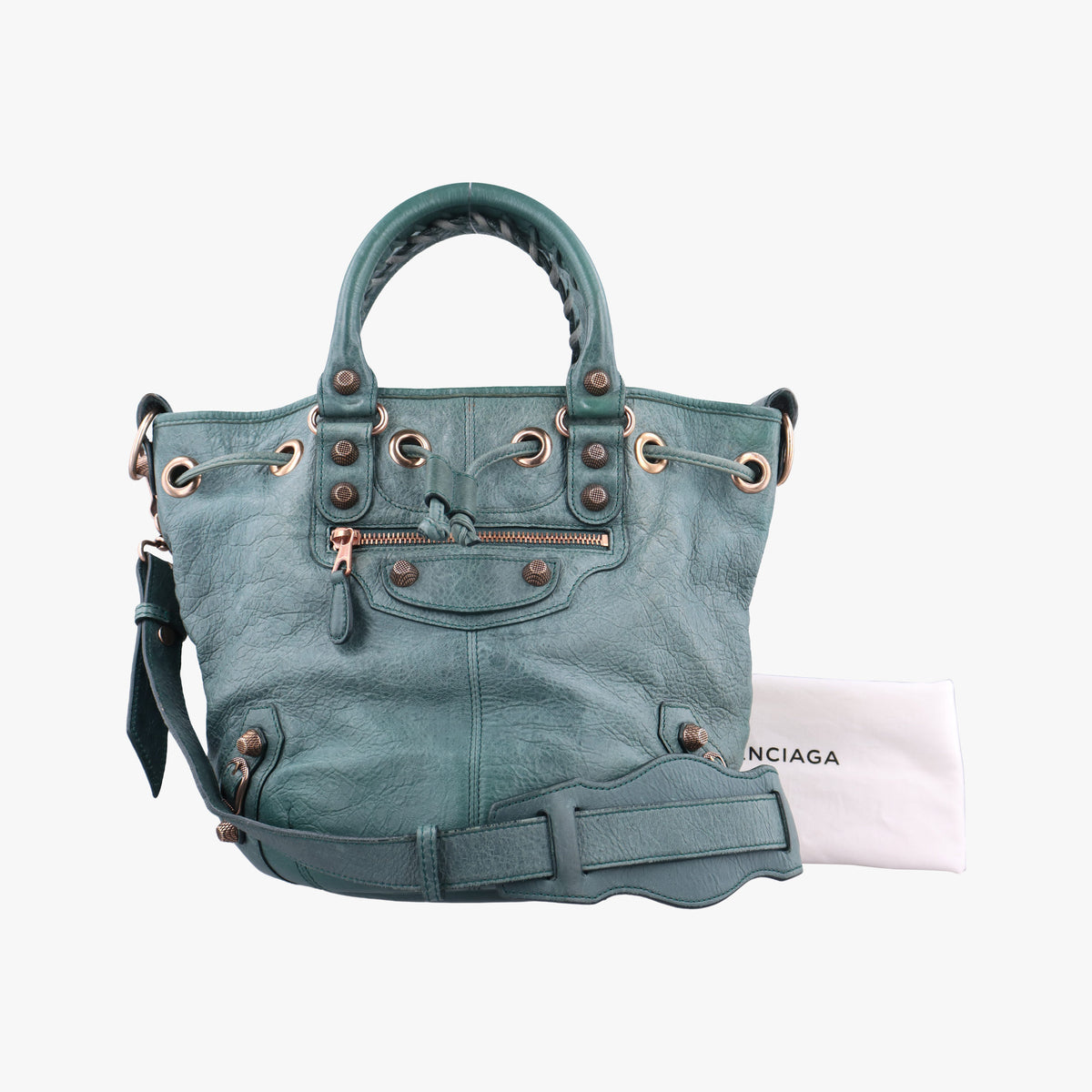 Pre-owned Balenciaga Mini Pompon Green lambskin  shoulderbag | stylenewstar