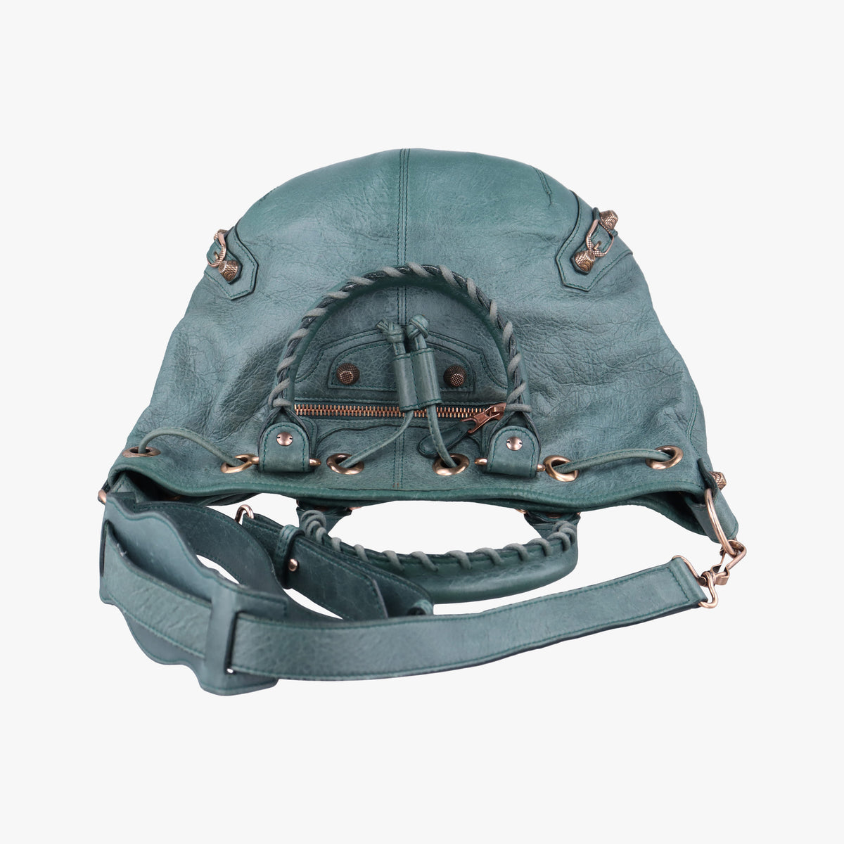 Pre-owned Balenciaga Mini Pompon Green lambskin  shoulderbag | stylenewstar