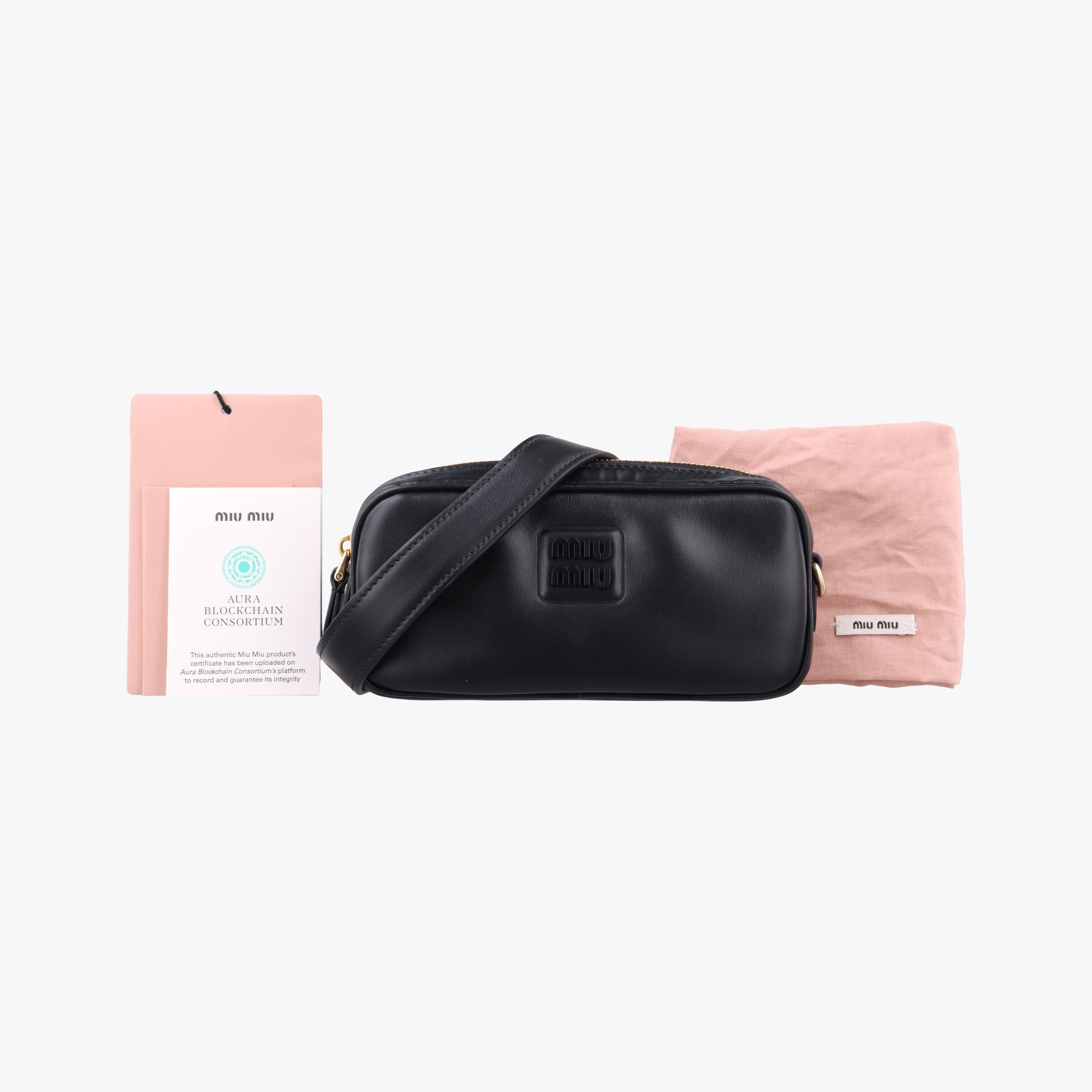 Secondhand Miu Miu Logo belt Black leather  bum bag/waist bag | stylenewstar