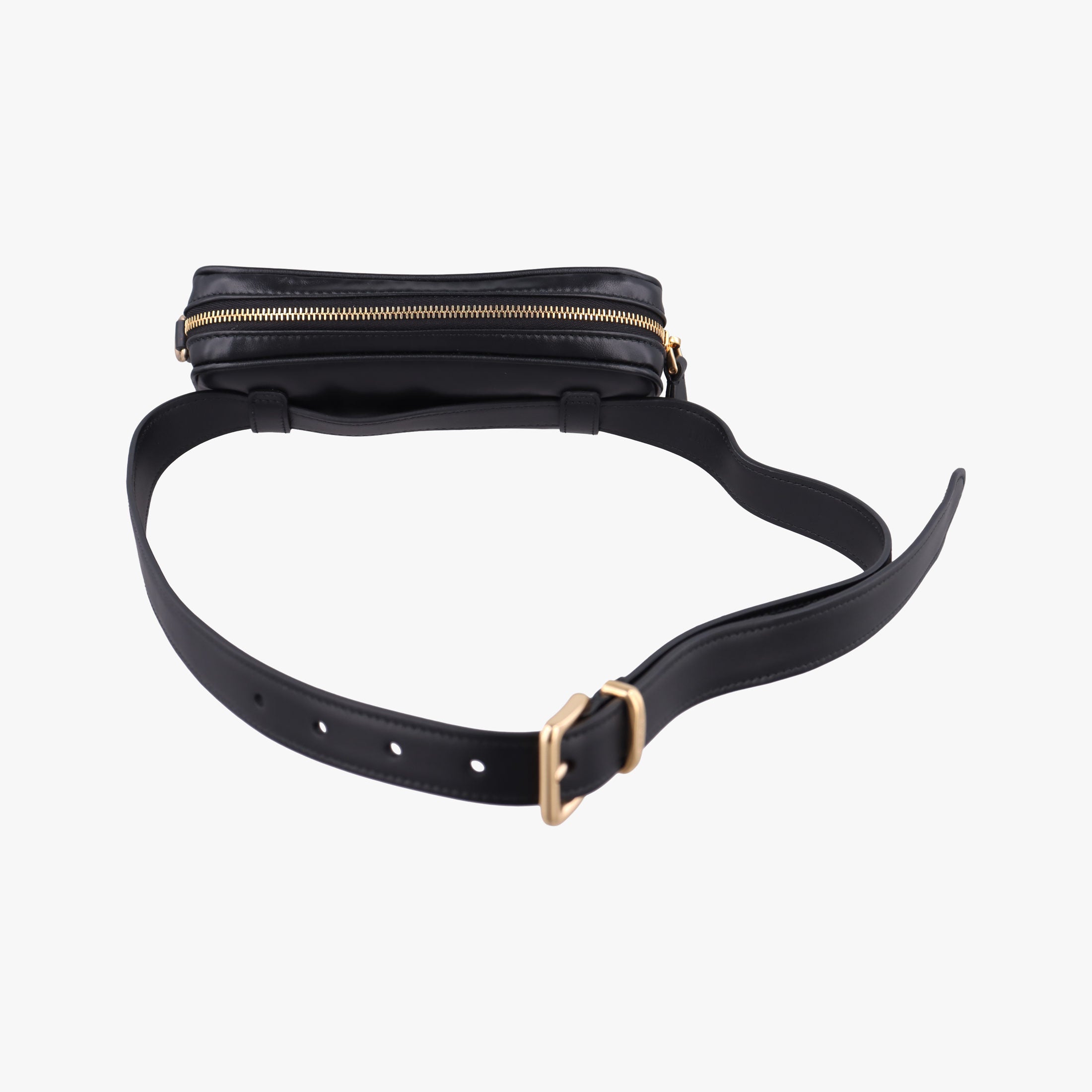 Secondhand Miu Miu Logo belt Black leather  bum bag/waist bag | stylenewstar