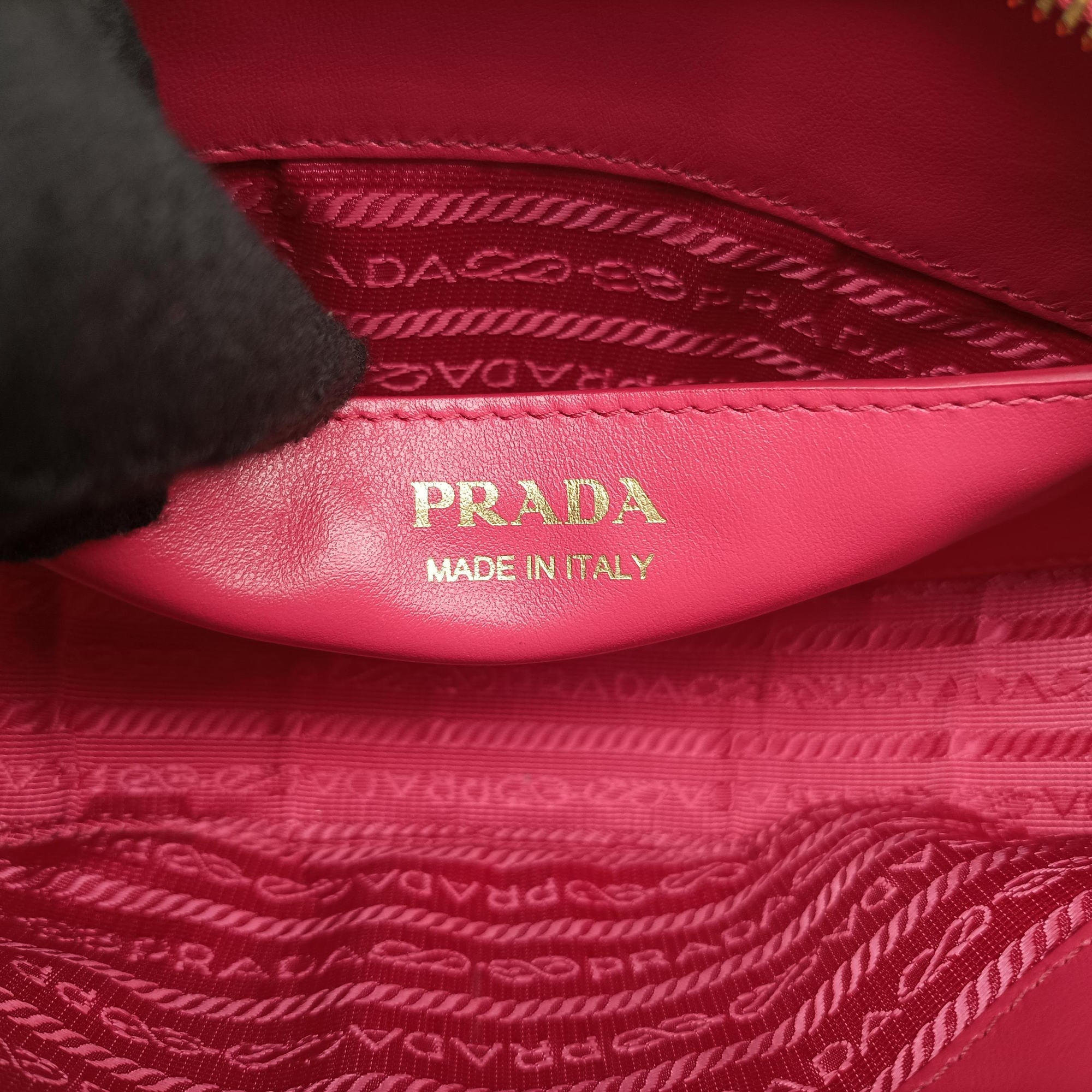 Vintage Prada Impunture Diagramme Oval Pink leather 1BH131 shoulderbag | stylenewstar