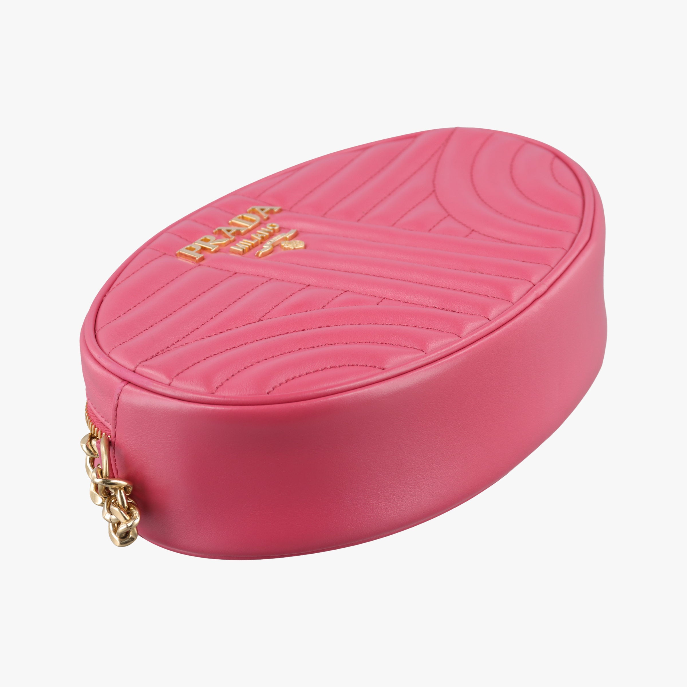 Vintage Prada Impunture Diagramme Oval Pink leather 1BH131 shoulderbag | stylenewstar