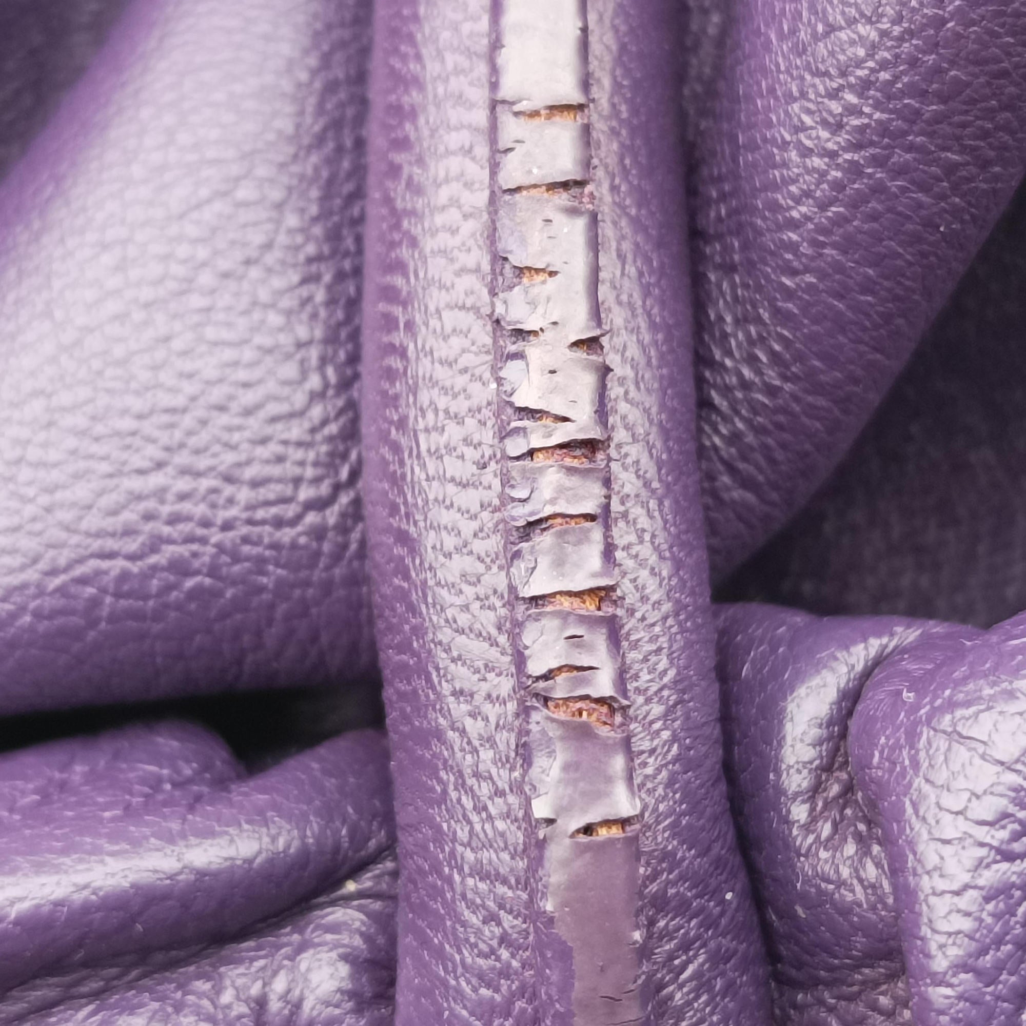 Vintage Prada ribbon gather Purple Leather BN1631 shoulderbag | stylenewstar