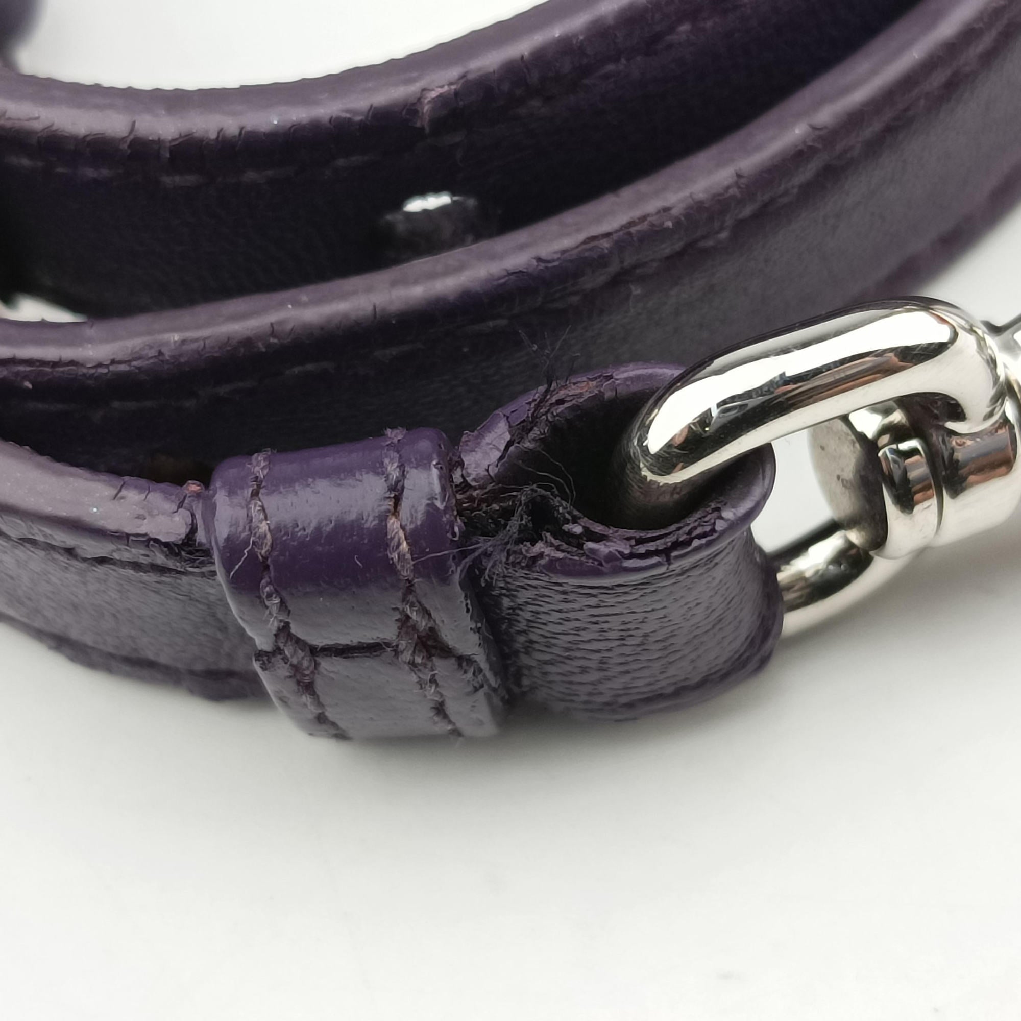 Vintage Prada ribbon gather Purple Leather BN1631 shoulderbag | stylenewstar
