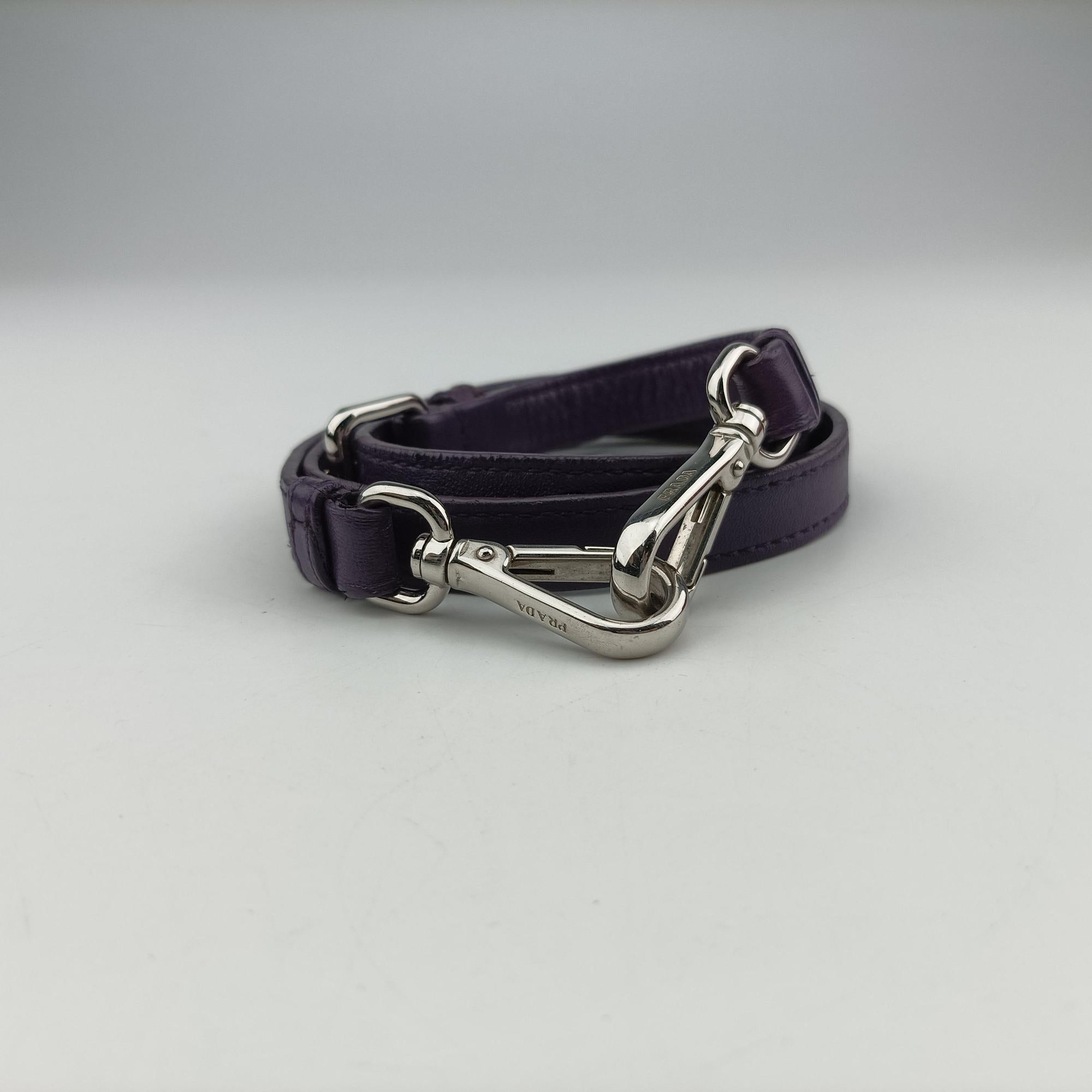 Vintage Prada ribbon gather Purple Leather BN1631 shoulderbag | stylenewstar