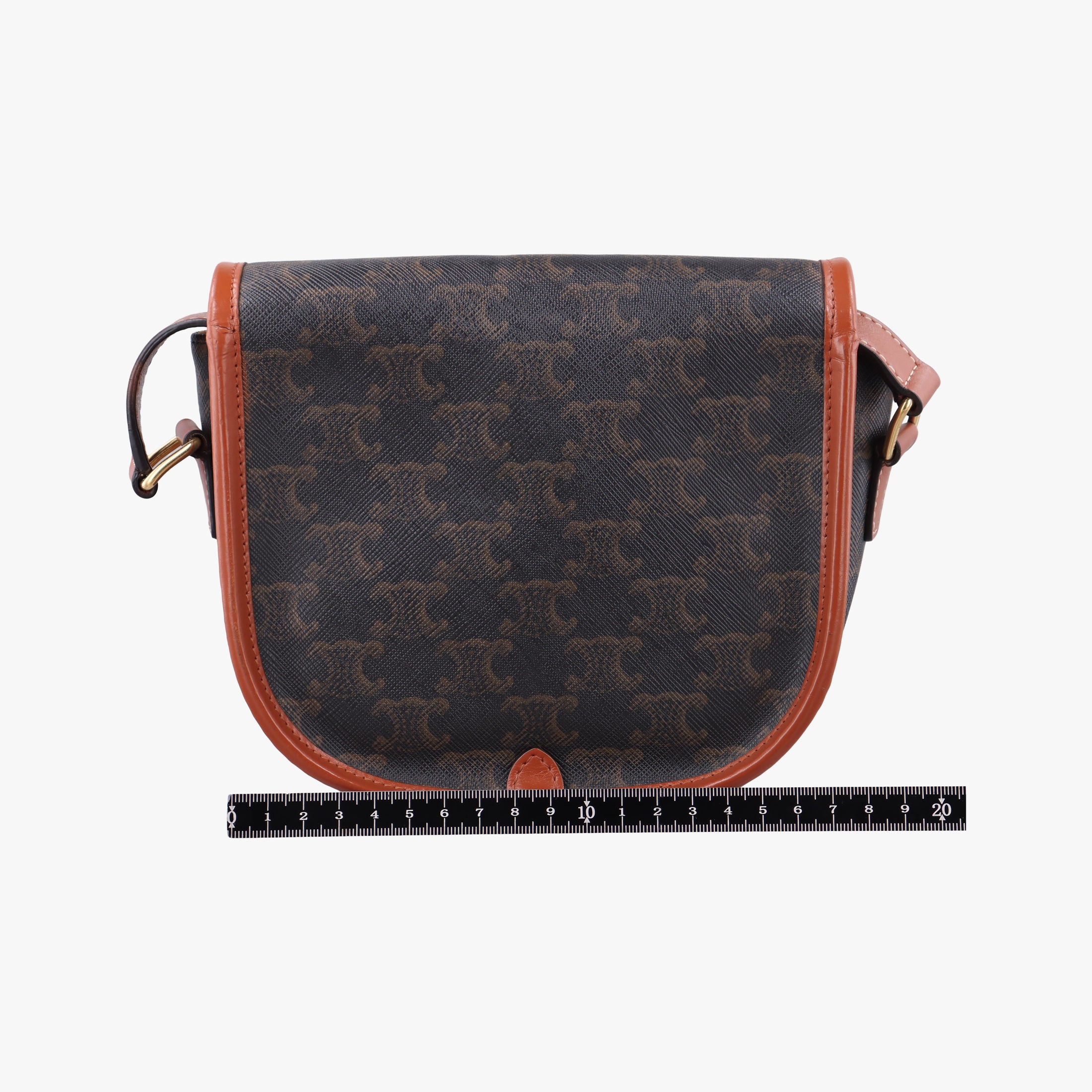 Pre-owned Celine FOLCO Triomphe Brown PVC coated canvas  shoulderbag | stylenewstar