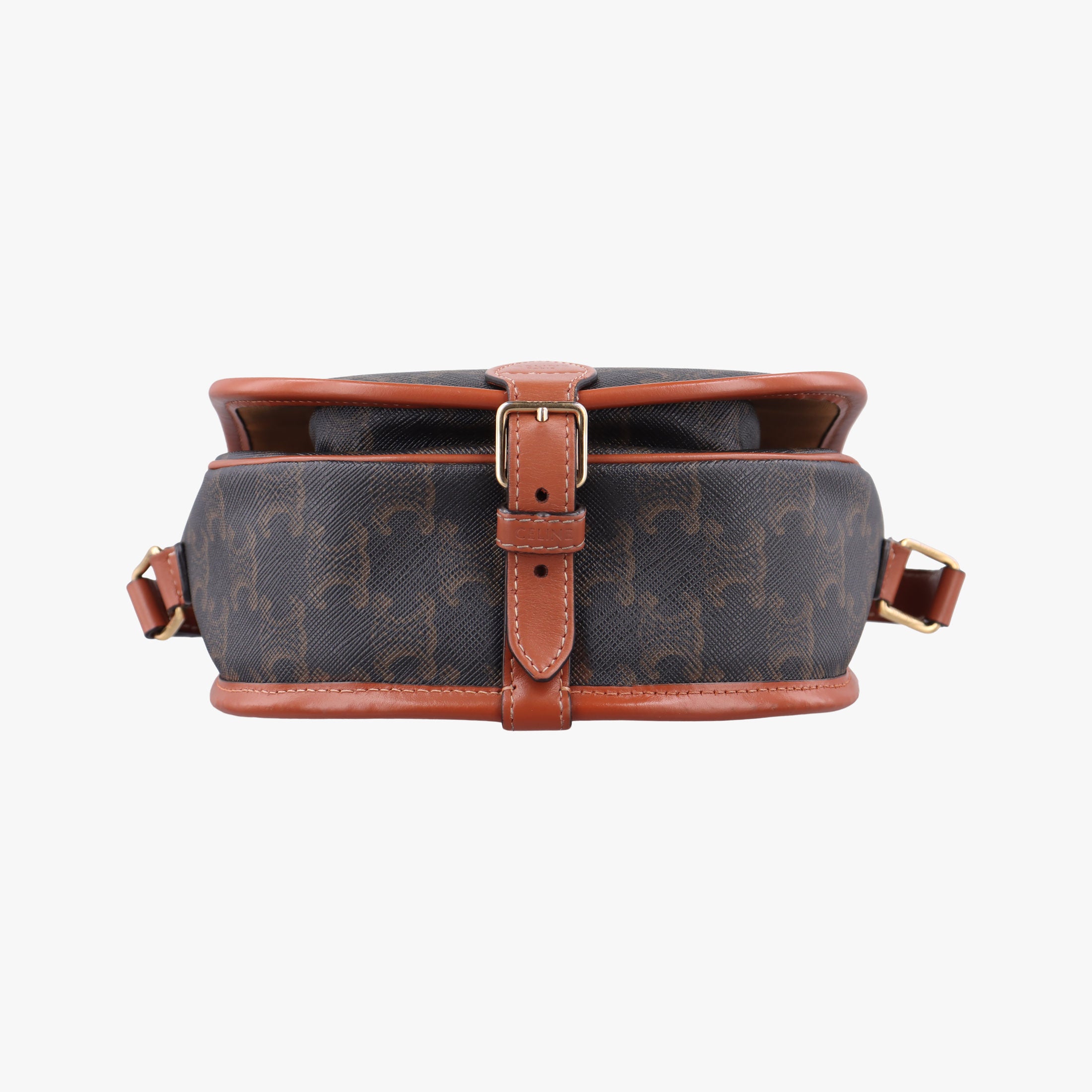 Pre-owned Celine FOLCO Triomphe Brown PVC coated canvas  shoulderbag | stylenewstar