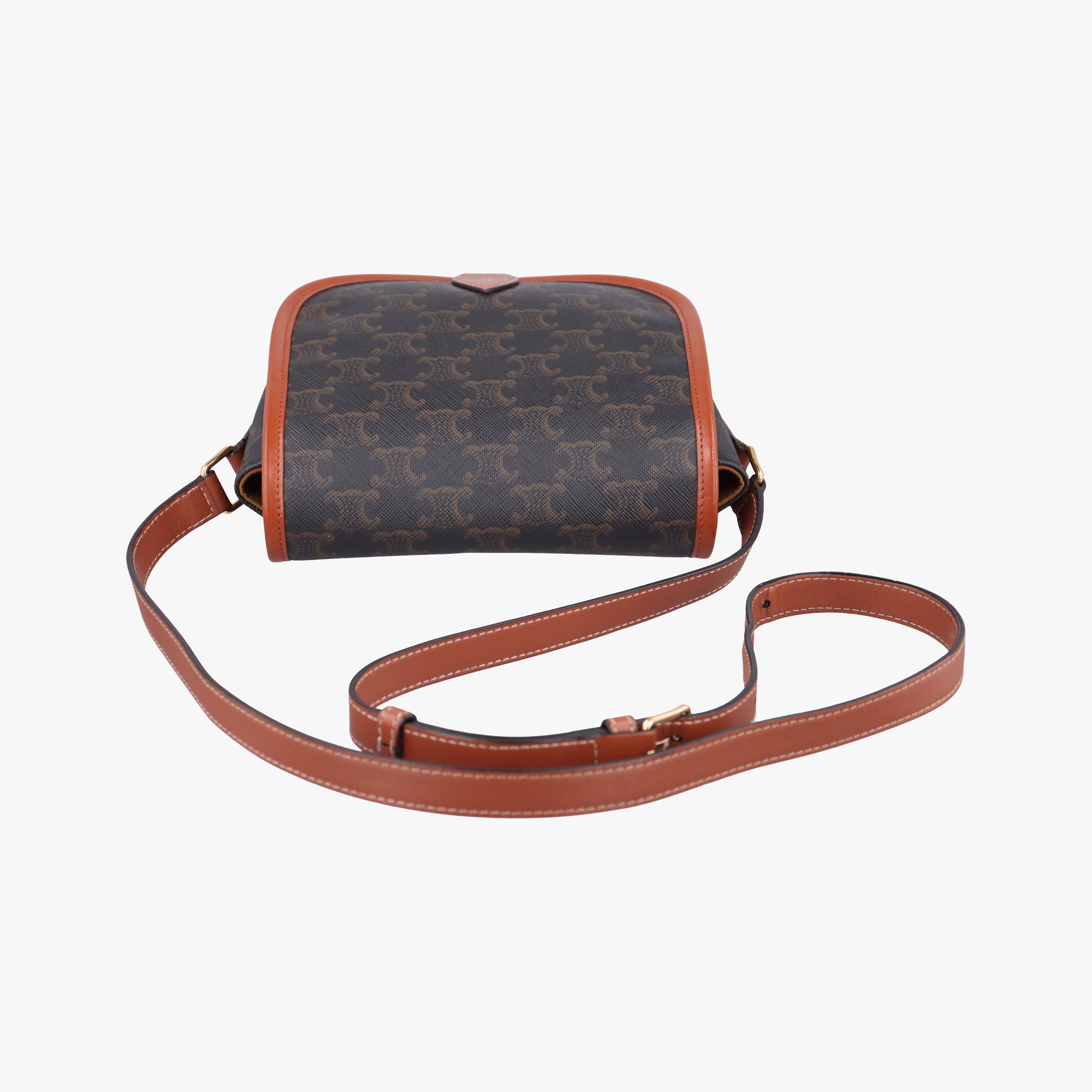 Pre-owned Celine FOLCO Triomphe Brown PVC coated canvas  shoulderbag | stylenewstar