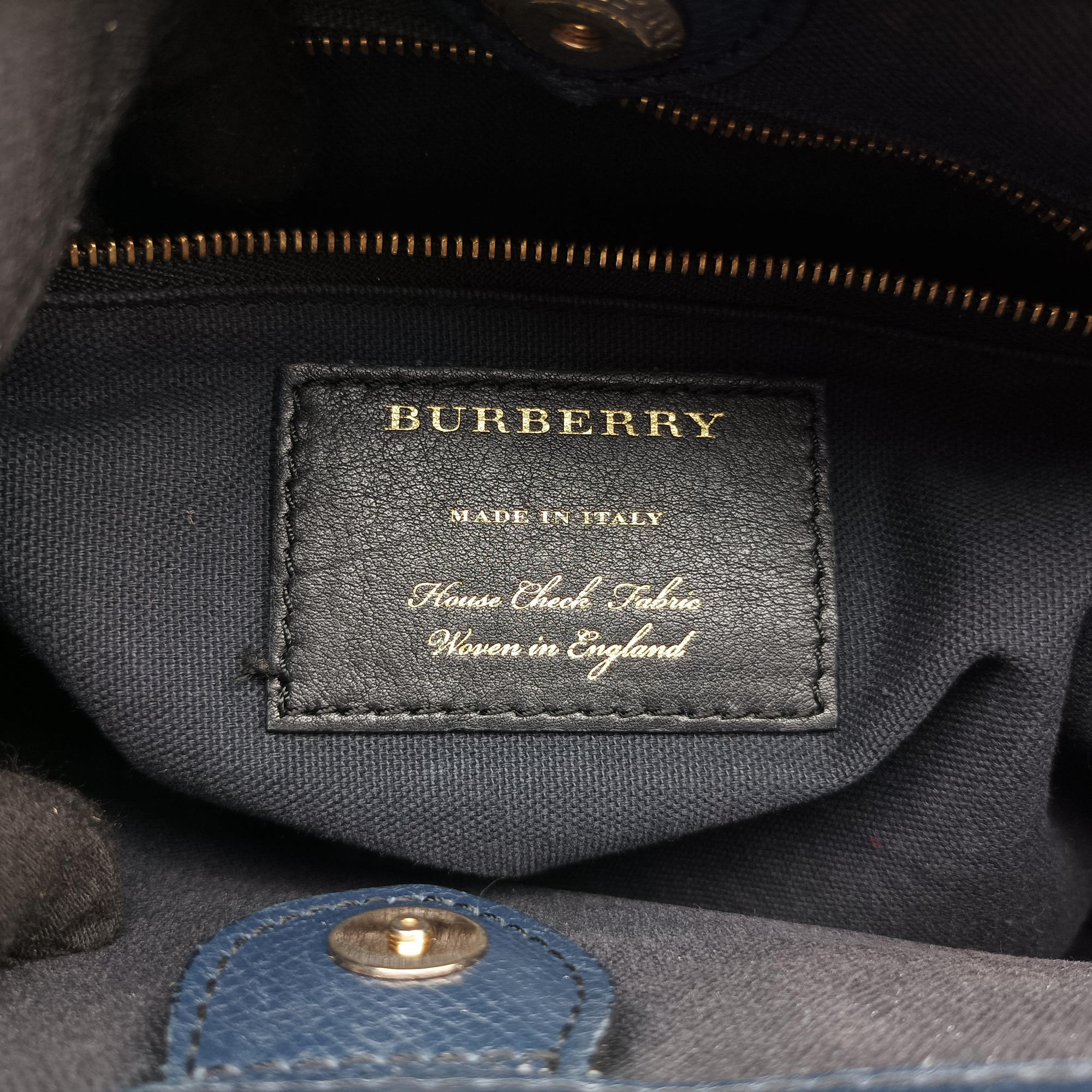 Pre-owned Burberry The Banner Navy×Multicolor Leather × Canvas  handbag | stylenewstar