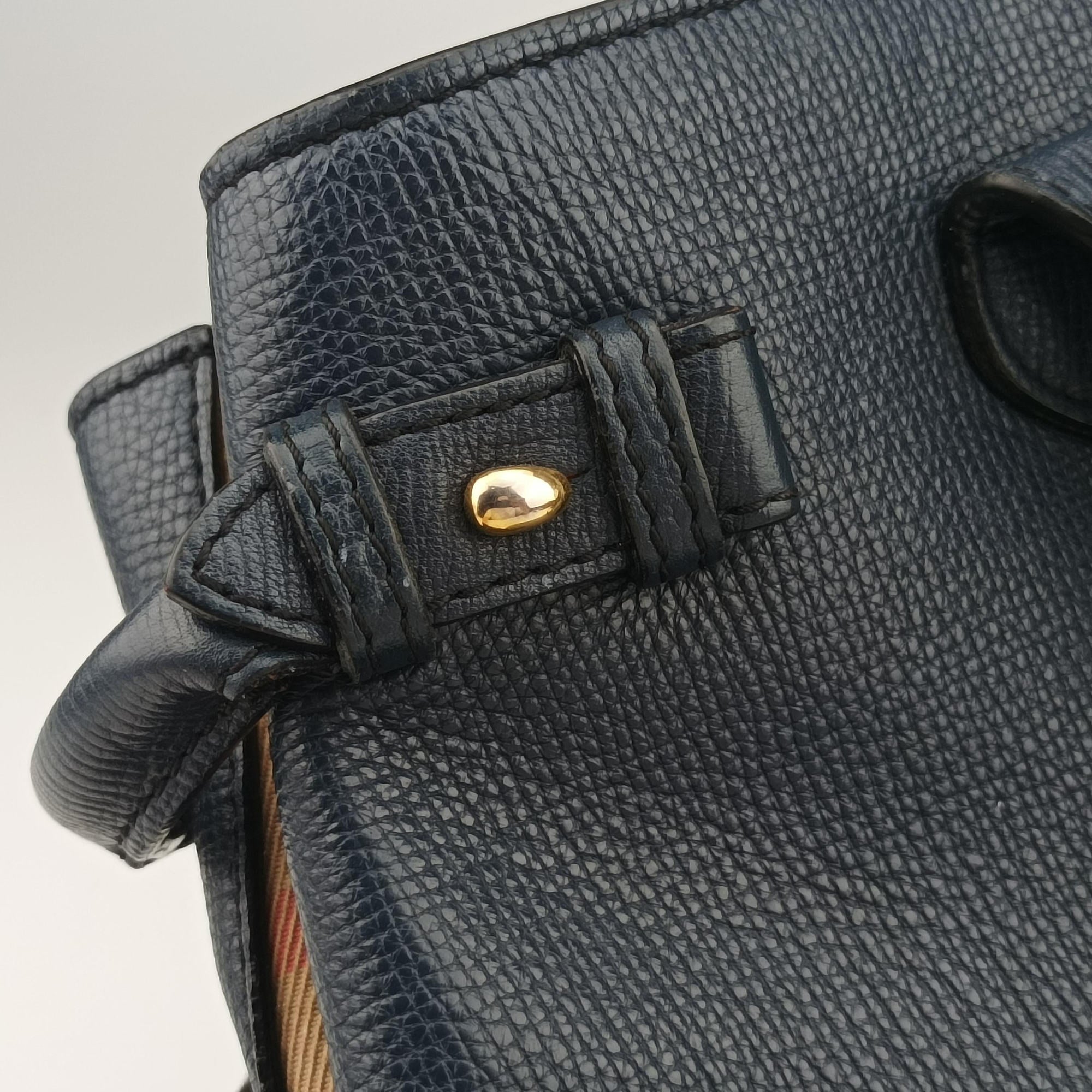 Pre-owned Burberry The Banner Navy×Multicolor Leather × Canvas  handbag | stylenewstar