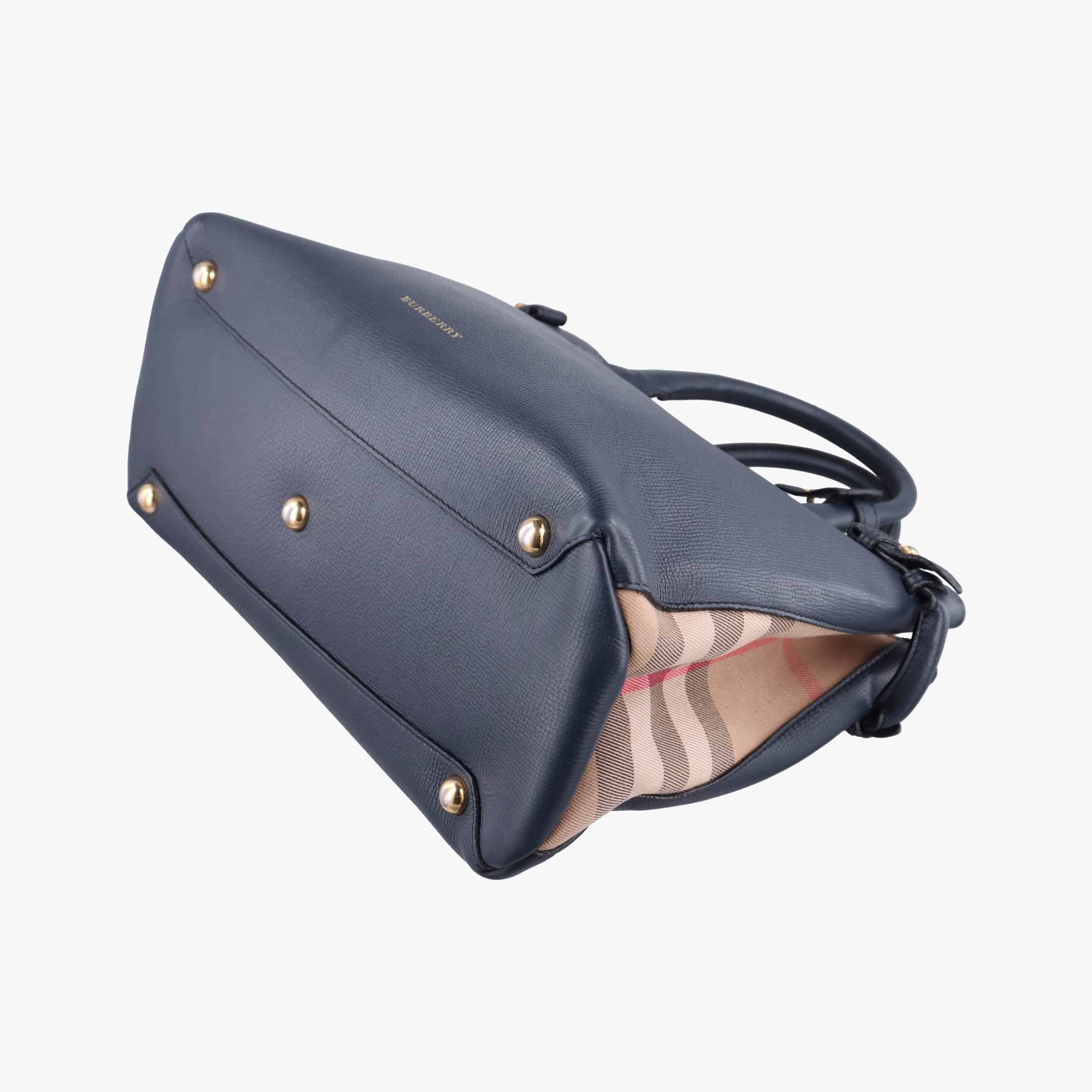 Pre-owned Burberry The Banner Navy×Multicolor Leather × Canvas  handbag | stylenewstar