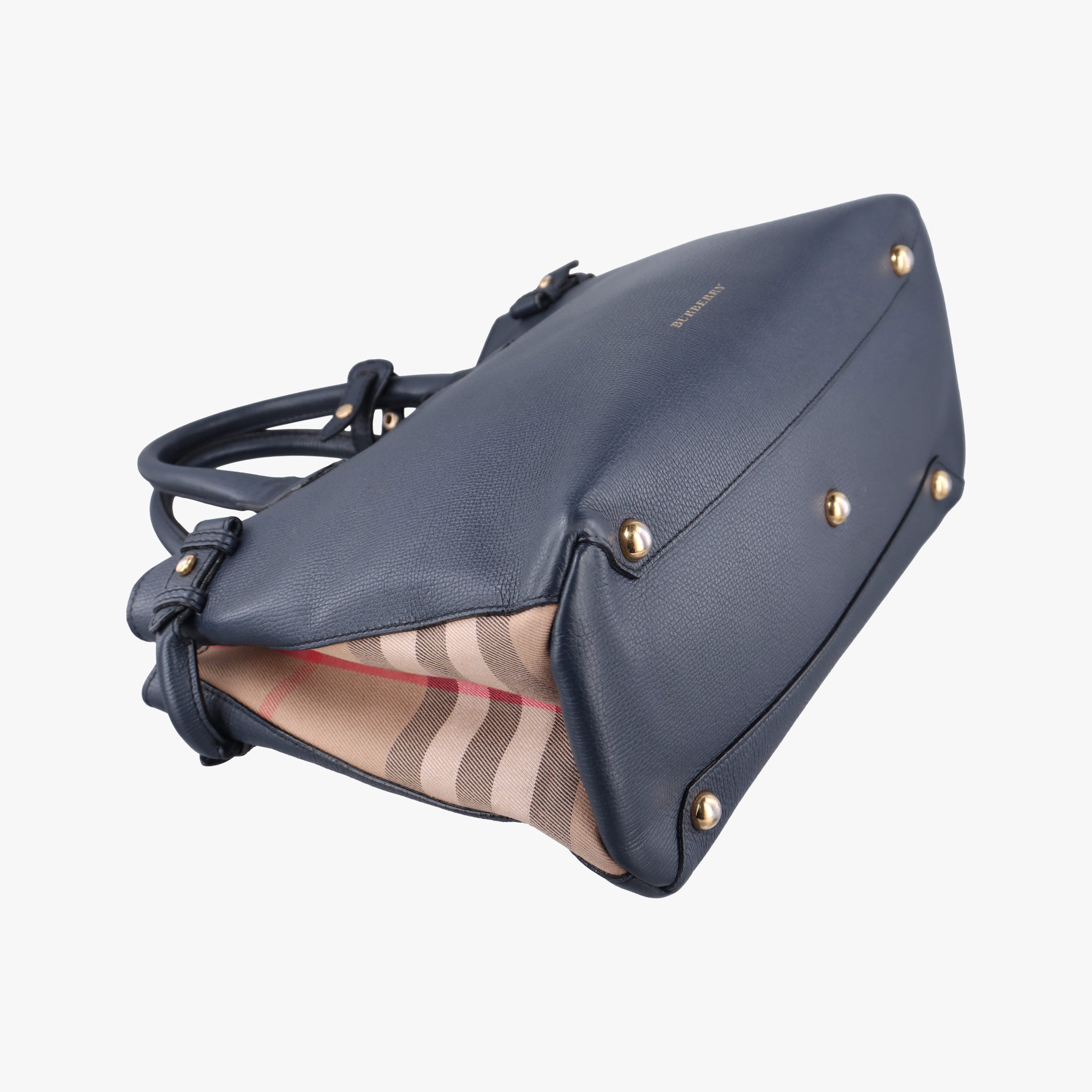 Pre-owned Burberry The Banner Navy×Multicolor Leather × Canvas  handbag | stylenewstar