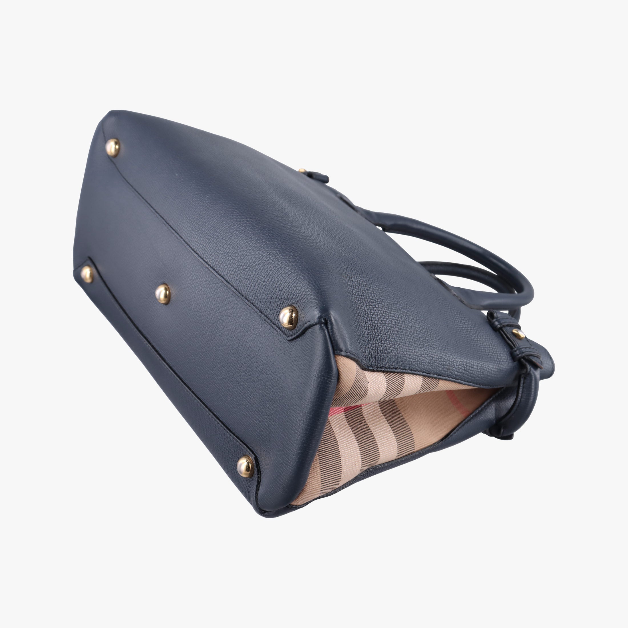 Pre-owned Burberry The Banner Navy×Multicolor Leather × Canvas  handbag | stylenewstar