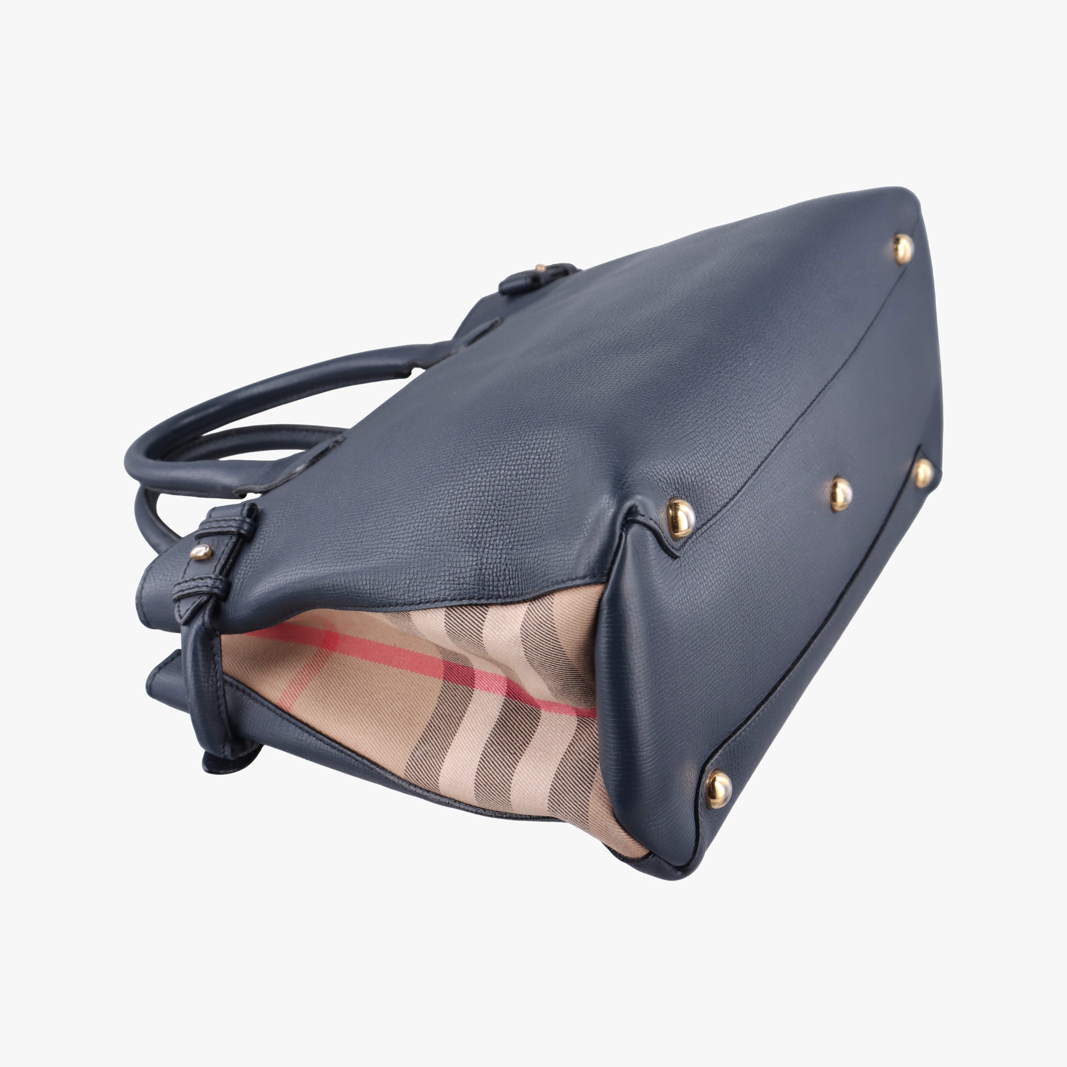 Pre-owned Burberry The Banner Navy×Multicolor Leather × Canvas  handbag | stylenewstar