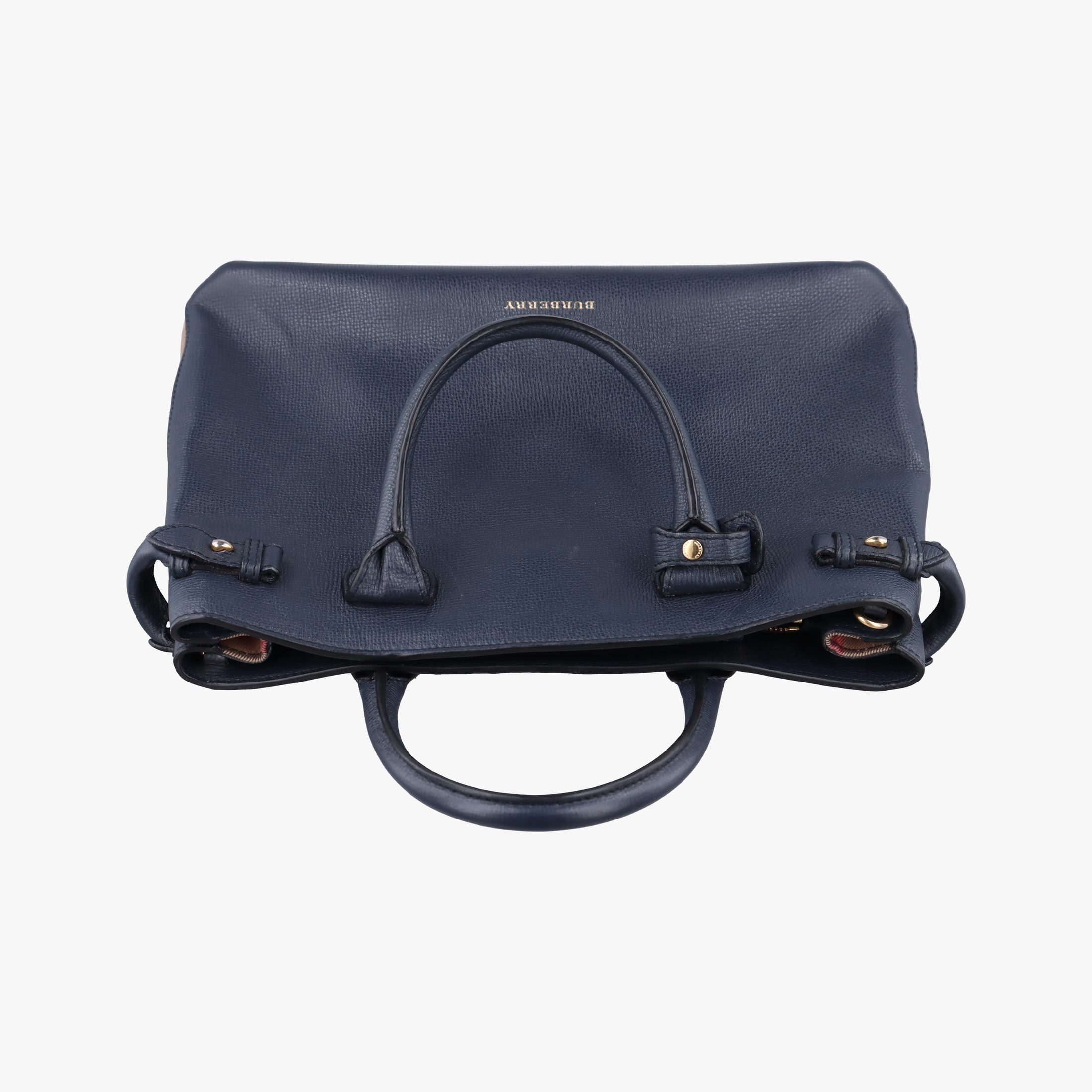 Pre-owned Burberry The Banner Navy×Multicolor Leather × Canvas  handbag | stylenewstar