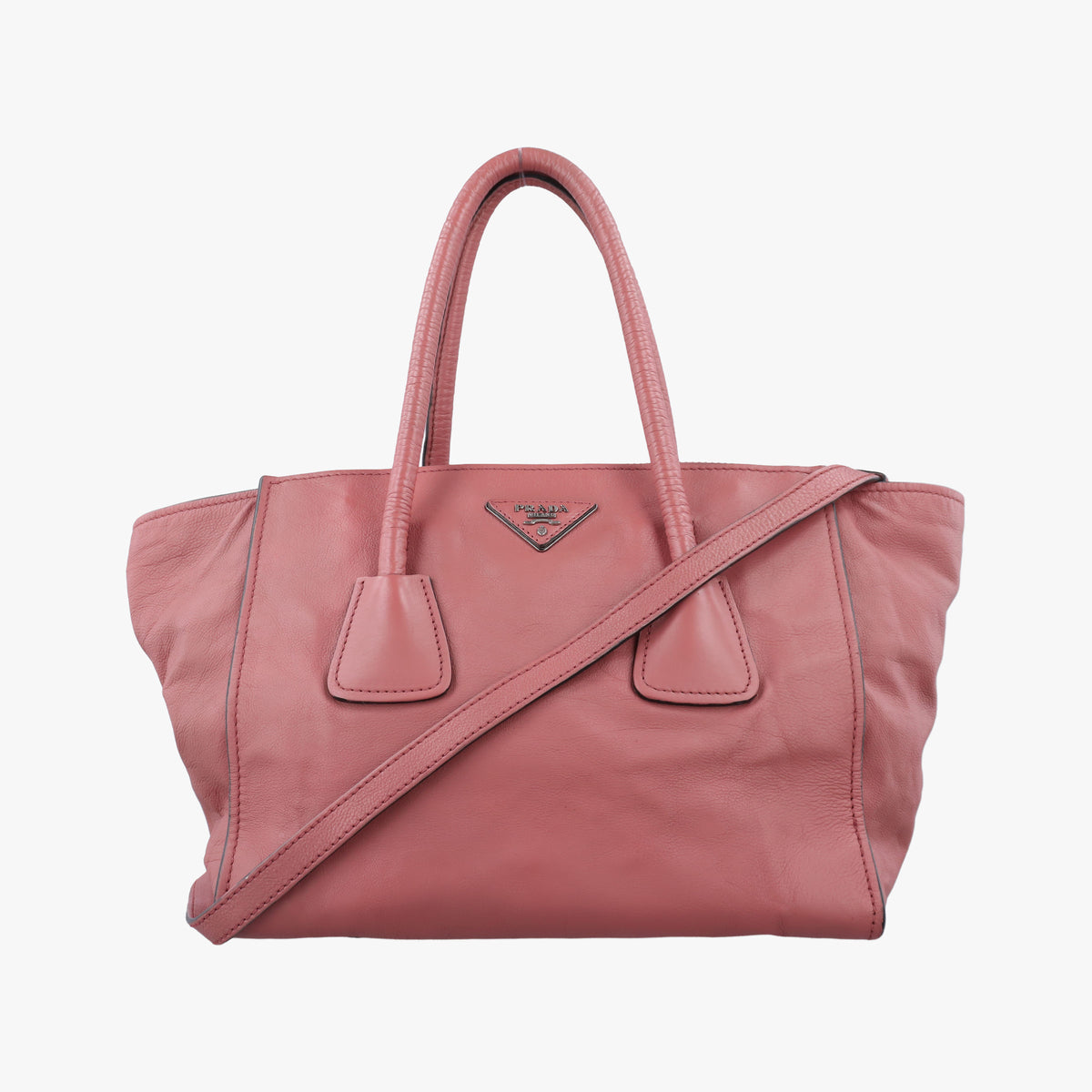 Secondhand Prada Twin Pocket Winged Tote Pink Leather BN2619 shoulderbag | stylenewstar