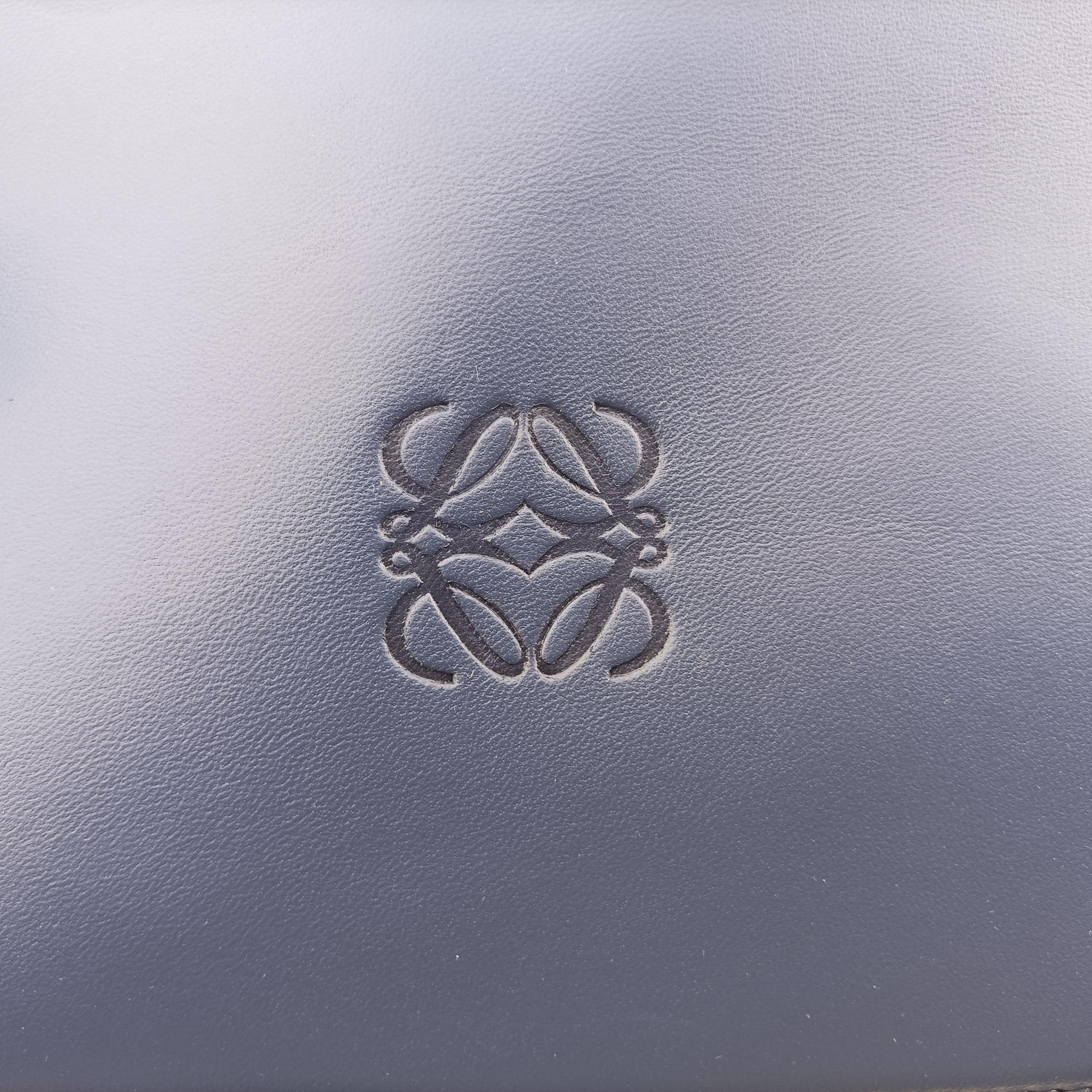 Pre-owned Loewe Anagram Navy Nappa Leather  shoulderbag | stylenewstar