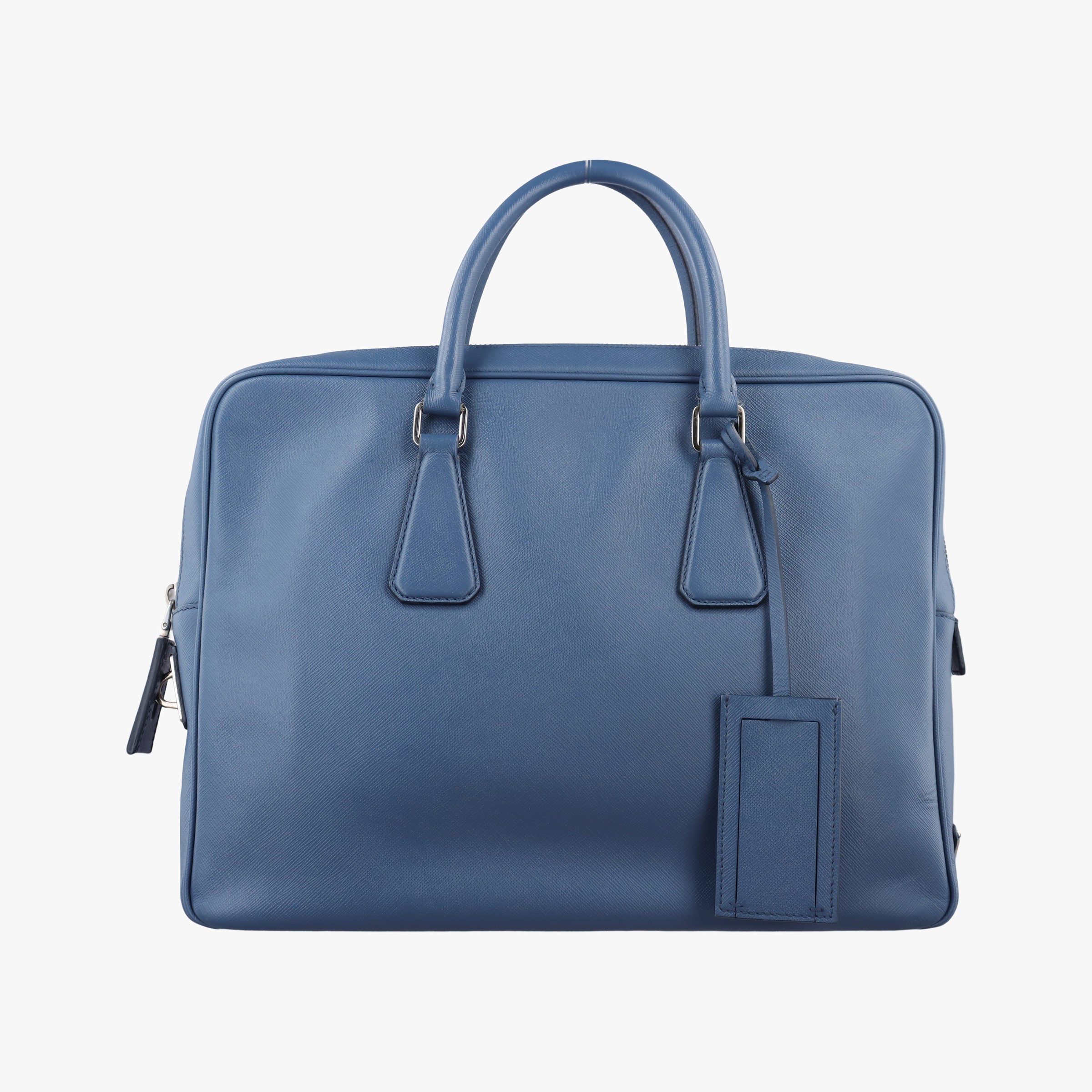 Pre-owned Prada business bag briefcase Blue SAFFIANO Leather 2VE363 handbag | stylenewstar