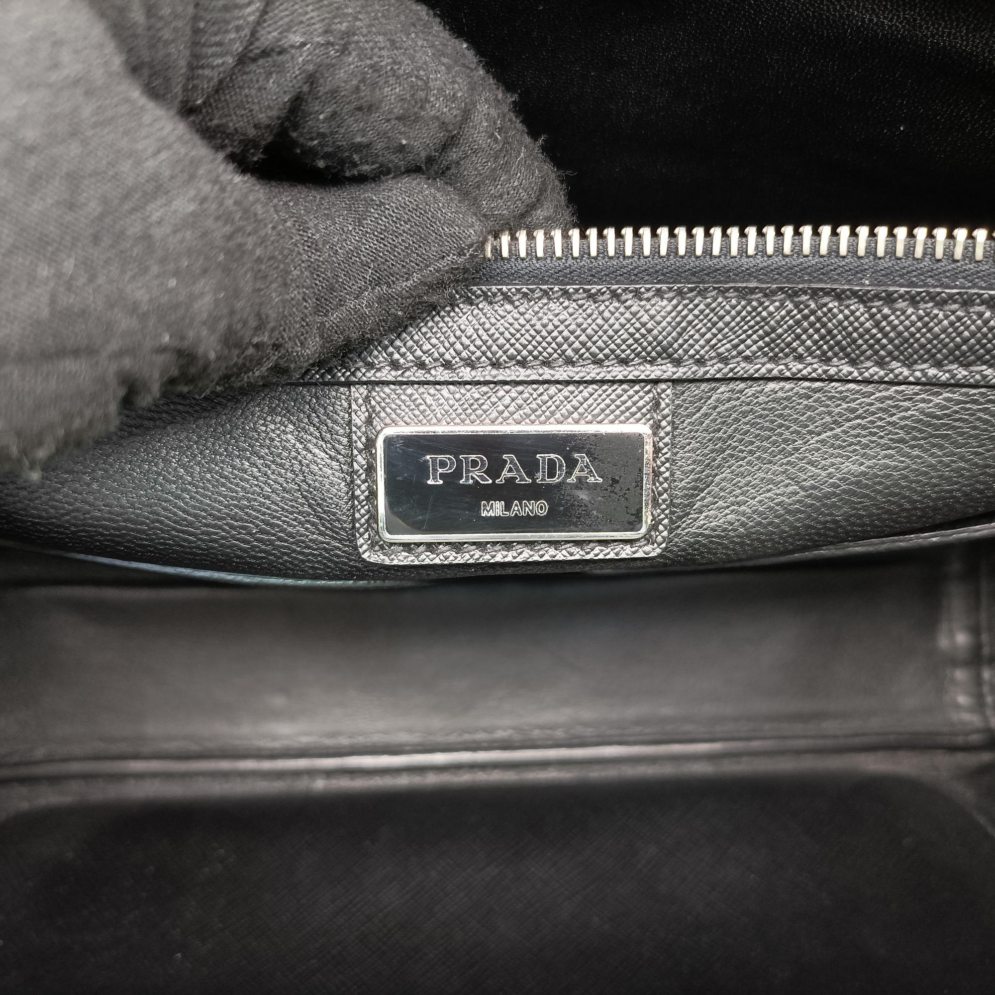 Pre-owned Prada business bag briefcase Blue SAFFIANO Leather 2VE363 handbag | stylenewstar