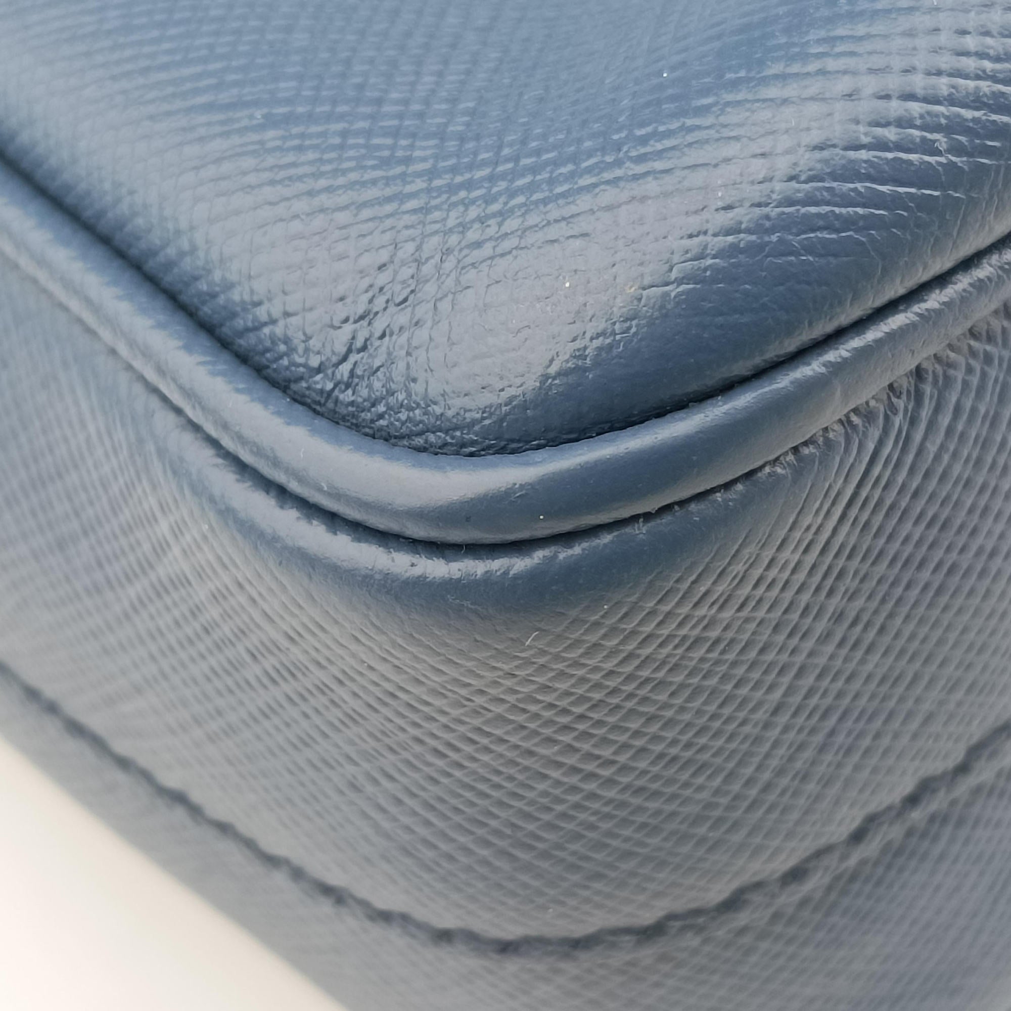 Pre-owned Prada business bag briefcase Blue SAFFIANO Leather 2VE363 handbag | stylenewstar