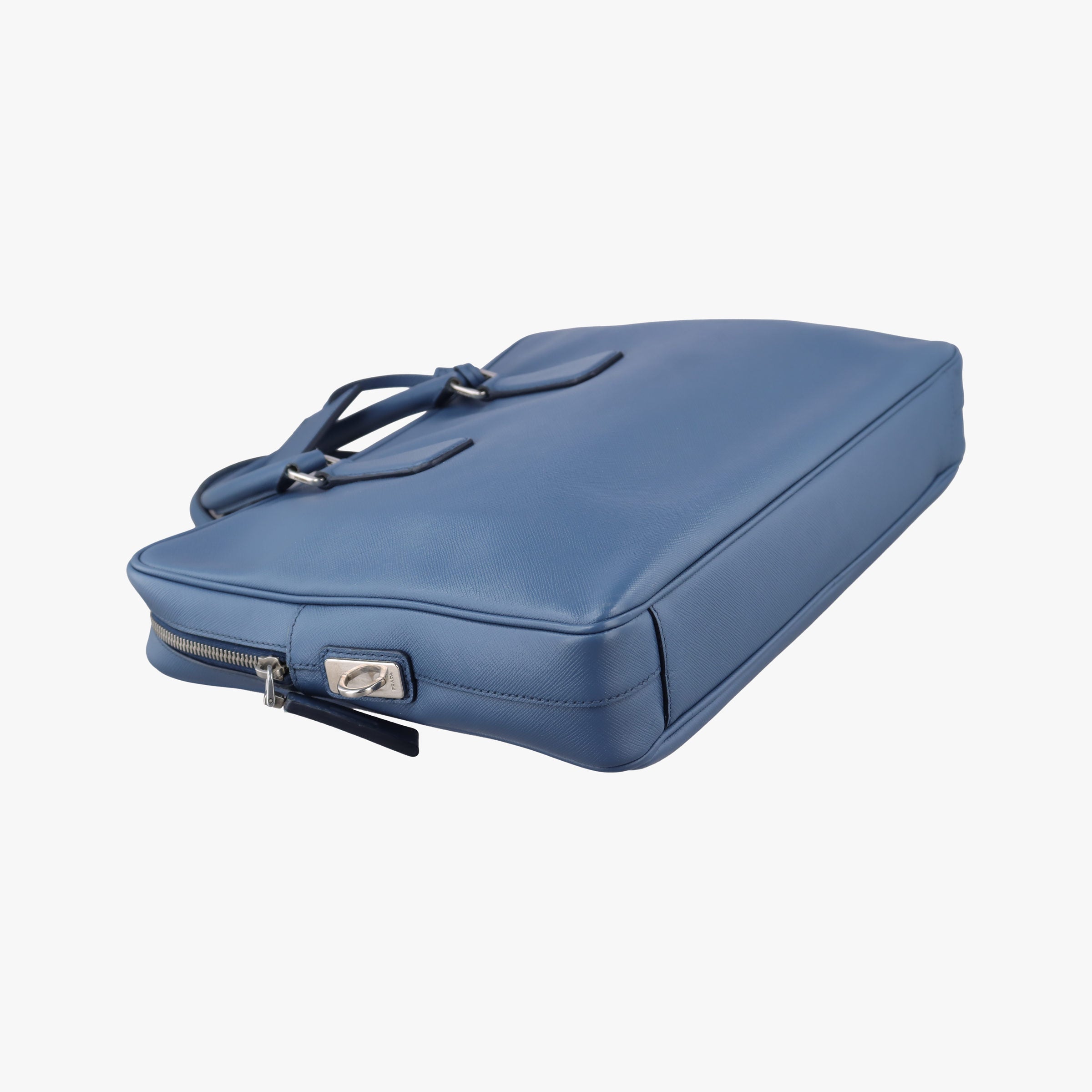 Pre-owned Prada business bag briefcase Blue SAFFIANO Leather 2VE363 handbag | stylenewstar