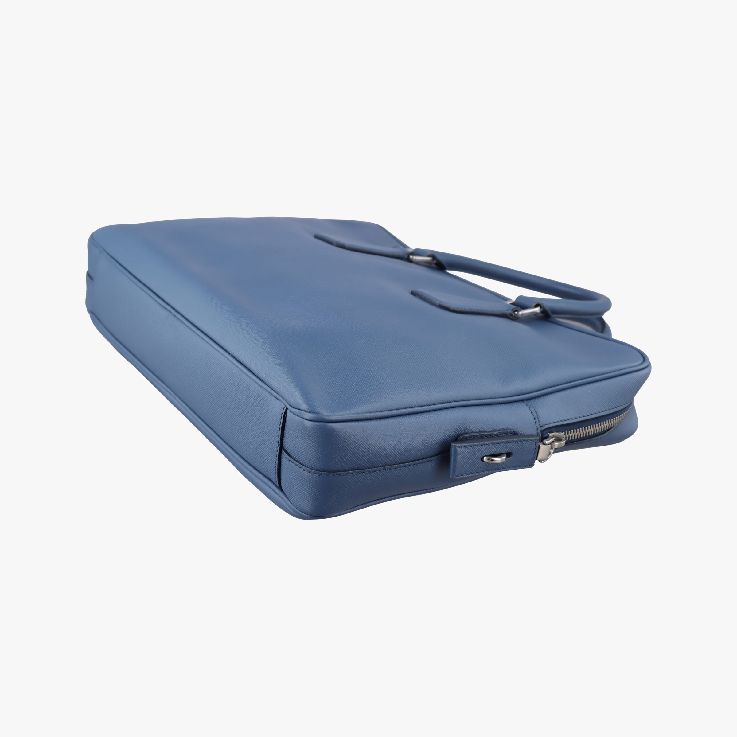 Pre-owned Prada business bag briefcase Blue SAFFIANO Leather 2VE363 handbag | stylenewstar