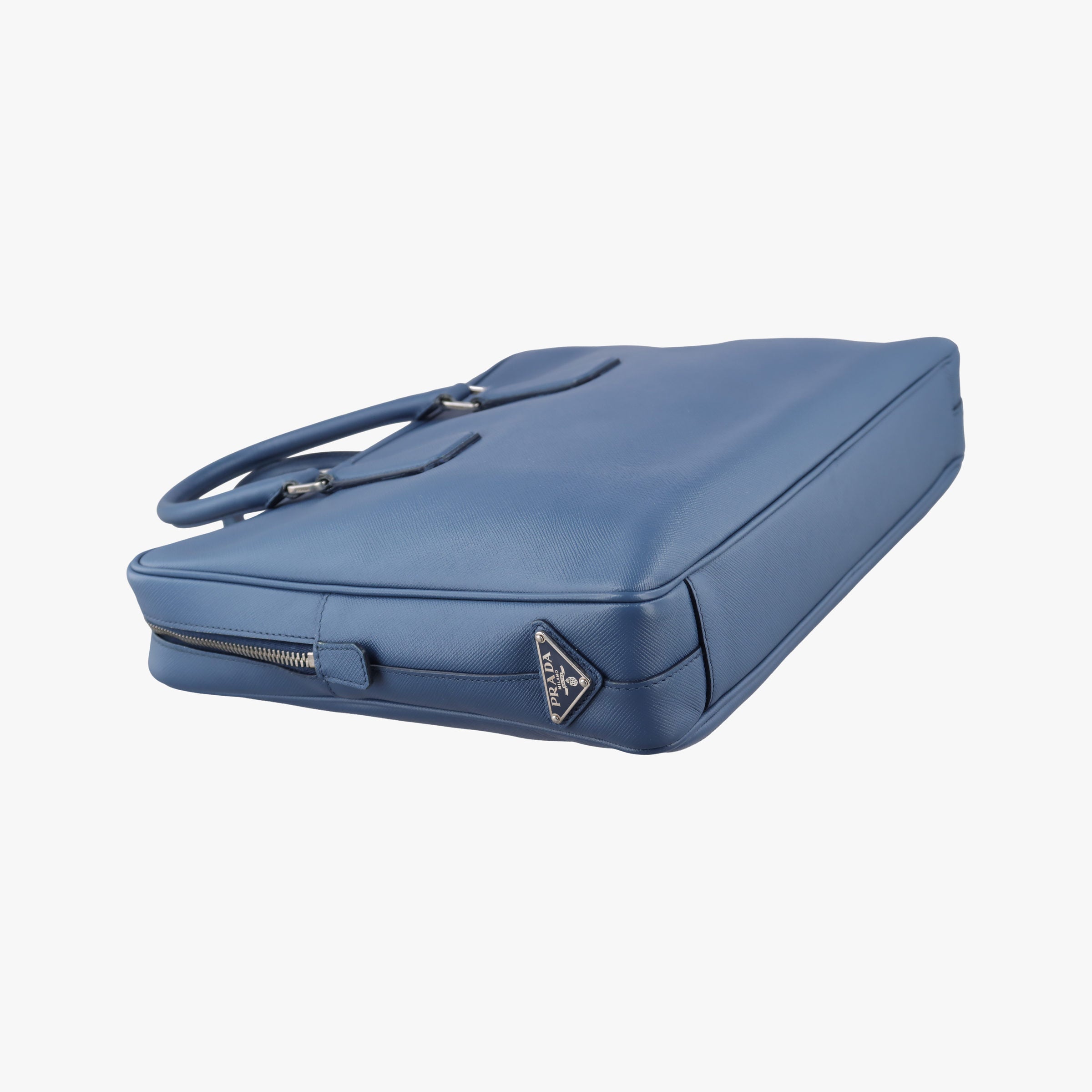 Pre-owned Prada business bag briefcase Blue SAFFIANO Leather 2VE363 handbag | stylenewstar