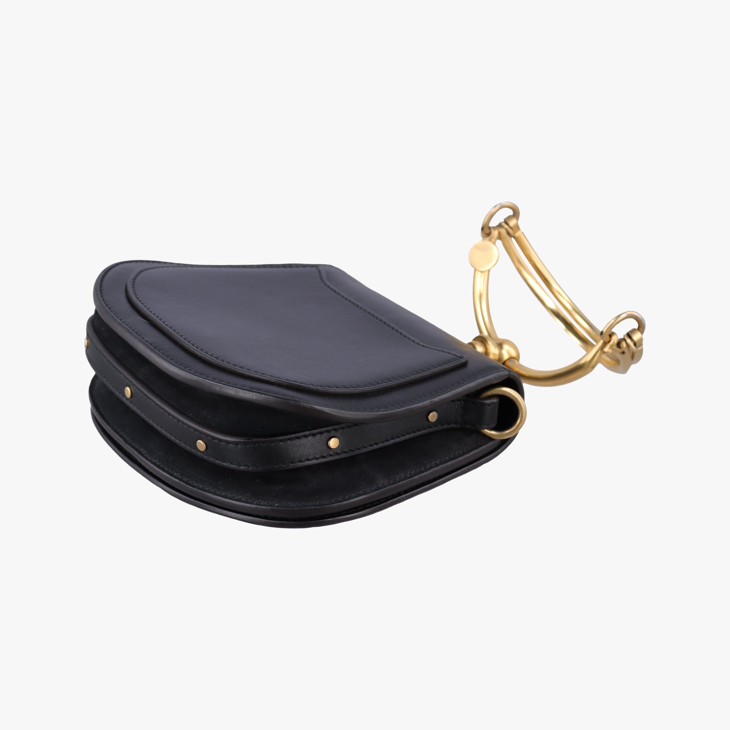 Pre-owned Chloe Bracelet Nile Black Leather  shoulderbag | stylenewstar
