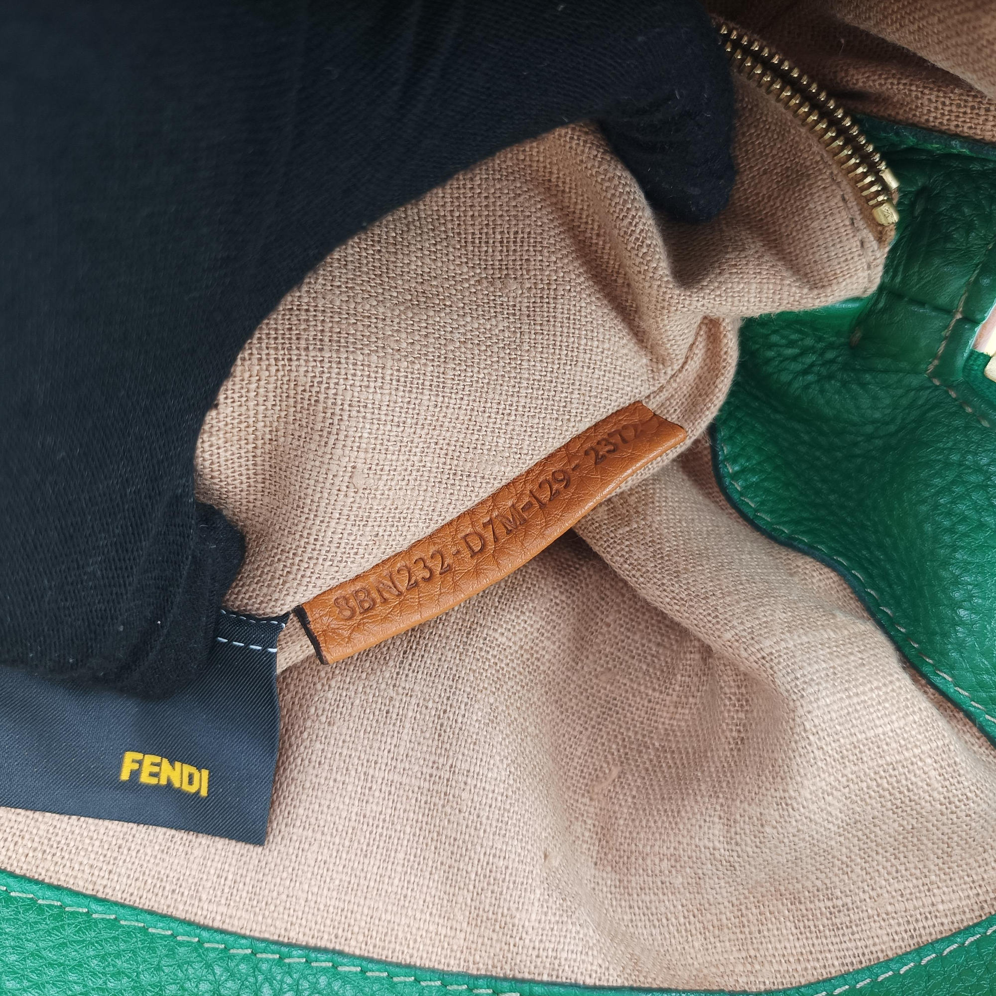 Pre-owned Fendi Two Tone Green × Brown Leather 8BN232 handbag | stylenewstar