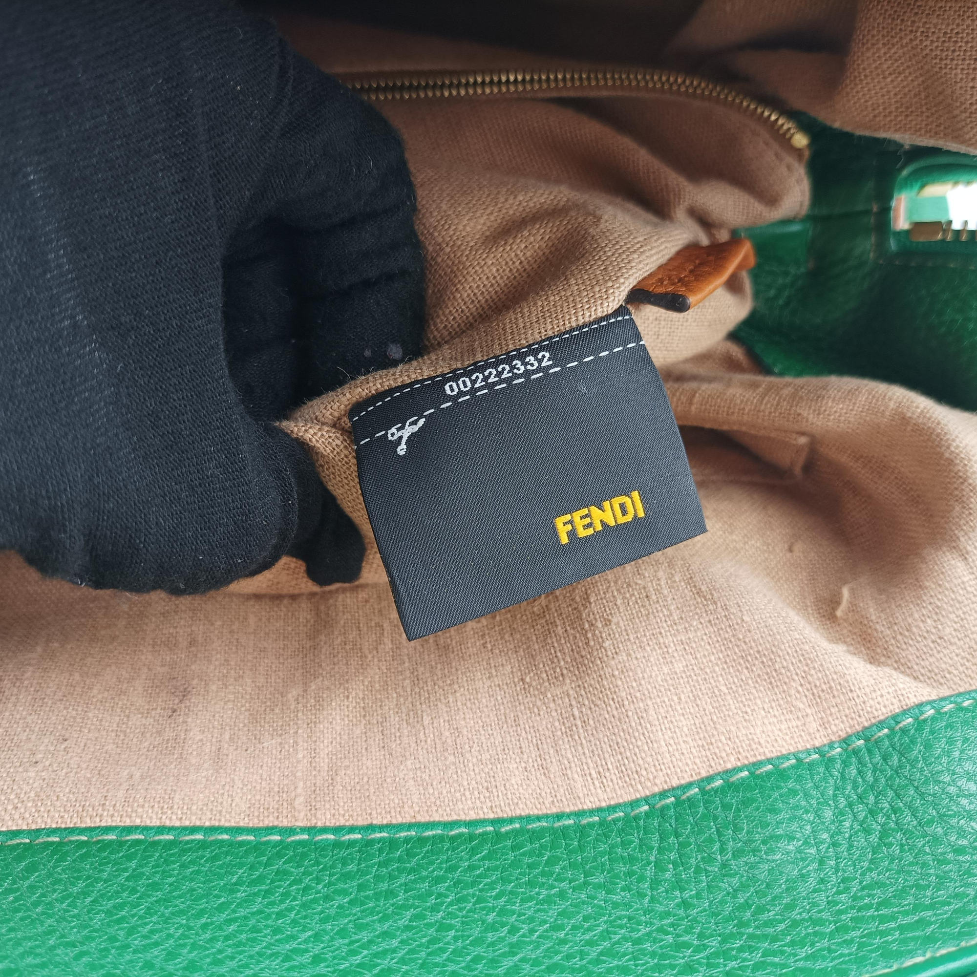Pre-owned Fendi Two Tone Green × Brown Leather 8BN232 handbag | stylenewstar