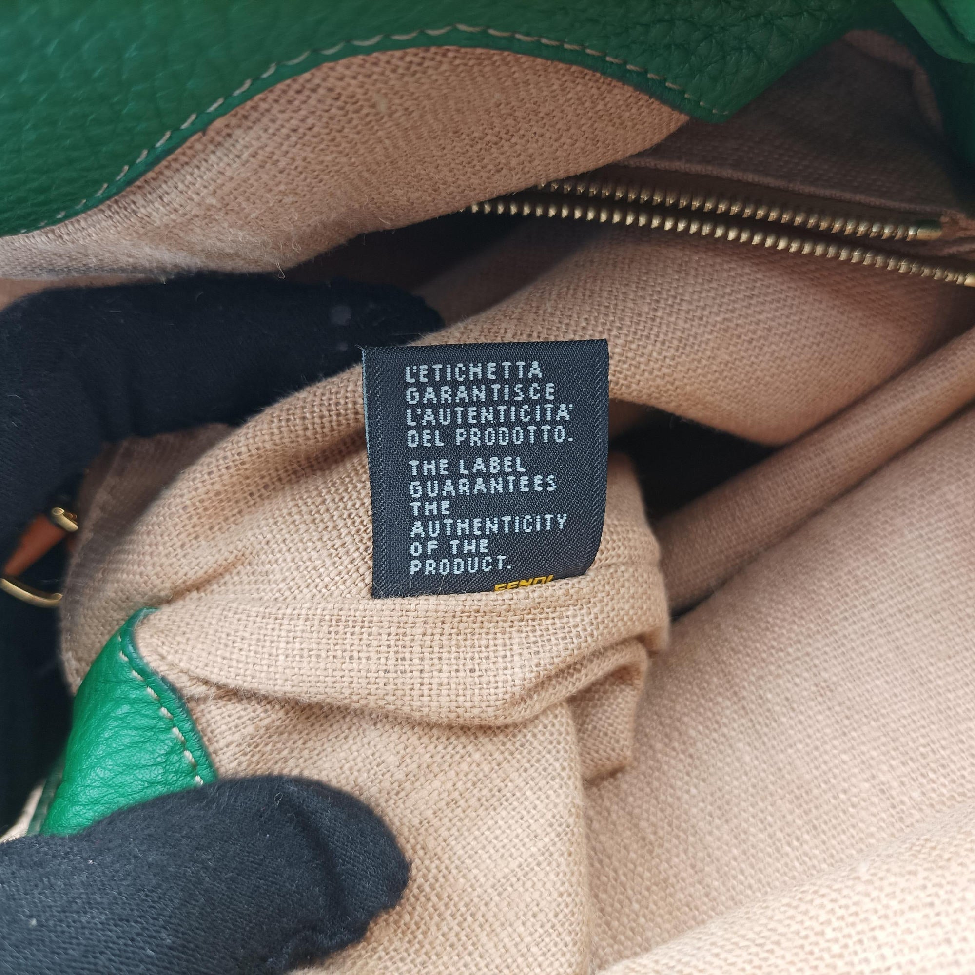 Pre-owned Fendi Two Tone Green × Brown Leather 8BN232 handbag | stylenewstar