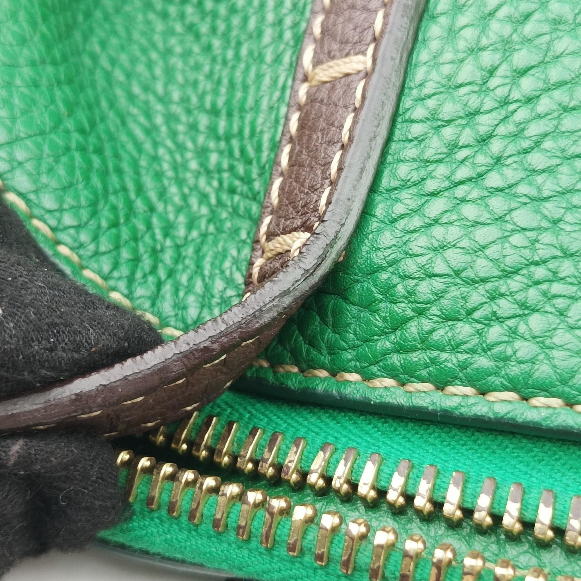 Pre-owned Fendi Two Tone Green × Brown Leather 8BN232 handbag | stylenewstar