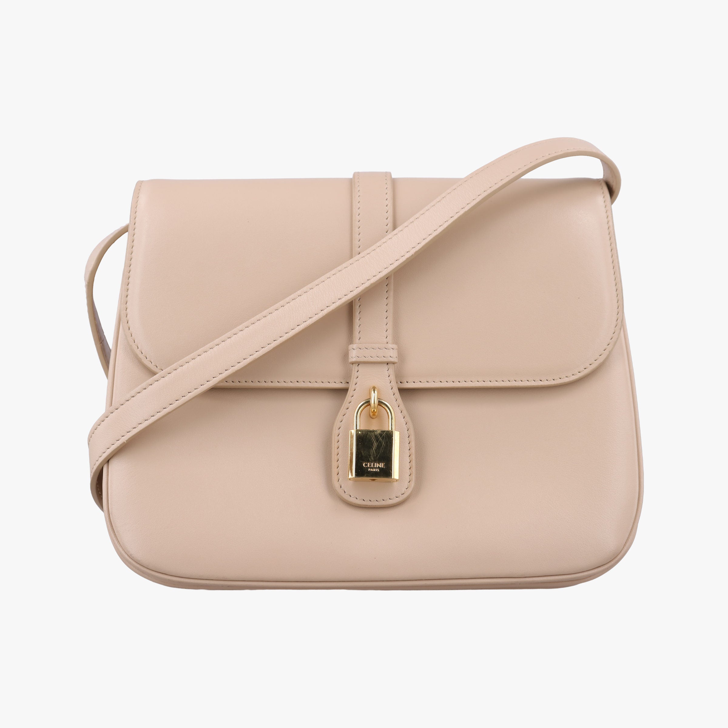 Pre-owned Celine Taboo Medium Beige leather 196583 shoulderbag | stylenewstar