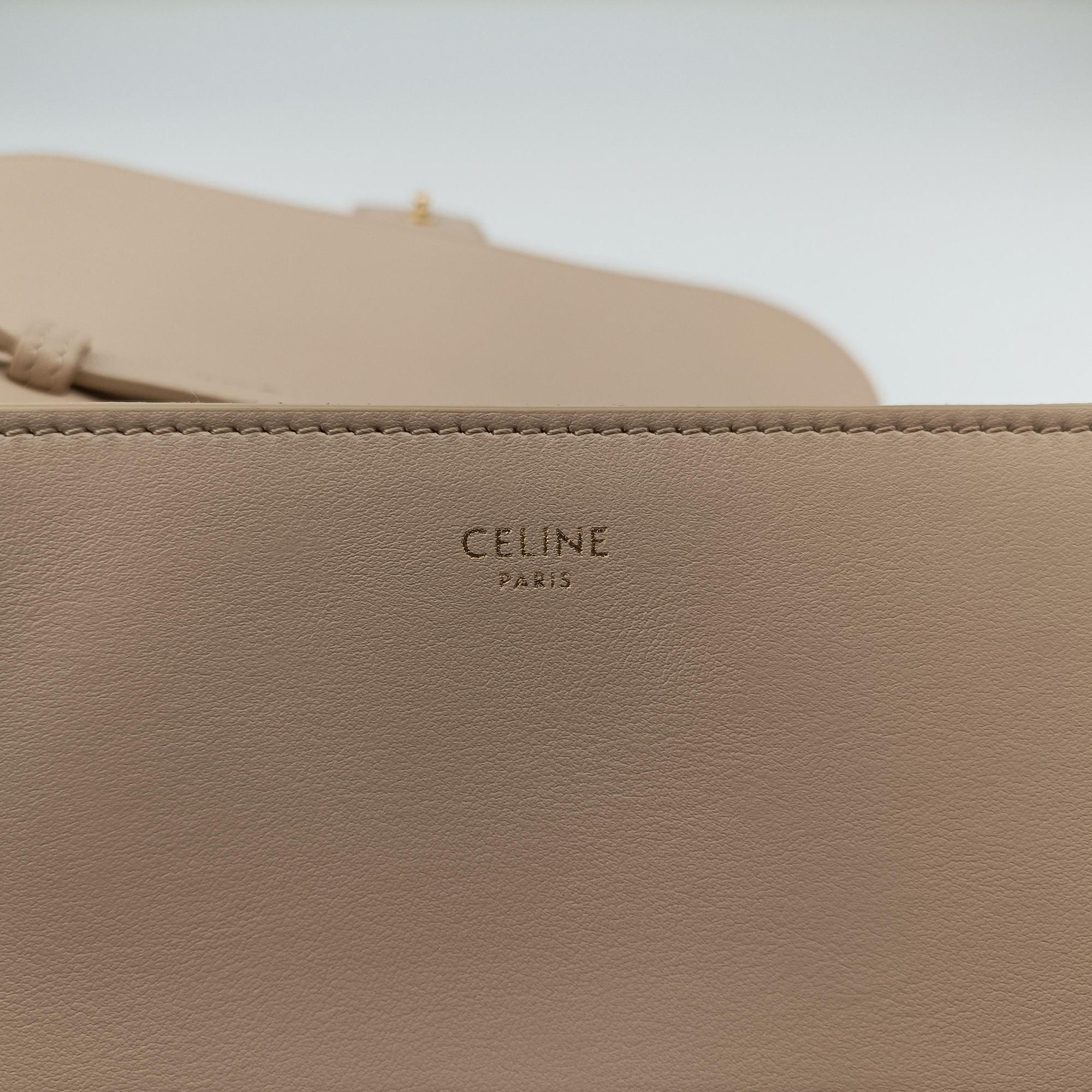 Pre-owned Celine Taboo Medium Beige leather 196583 shoulderbag | stylenewstar