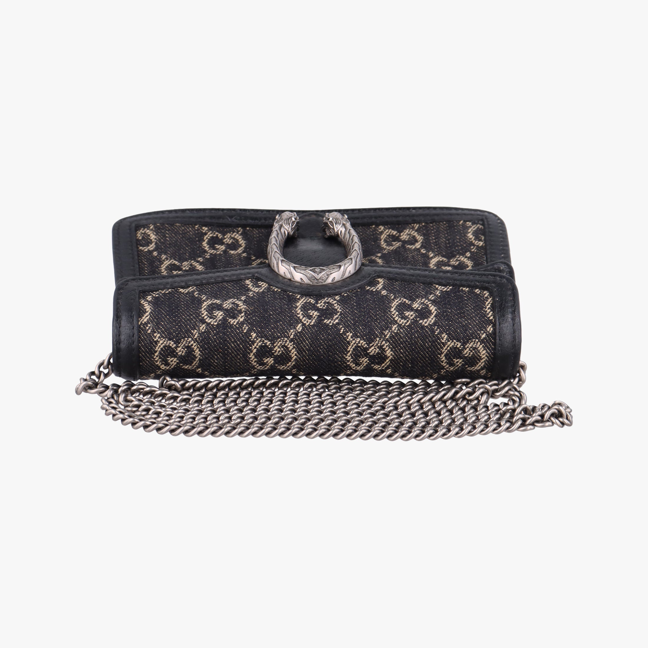 Pre-owned Gucci Dionysus Black denim×leather 476432 shoulderbag | stylenewstar