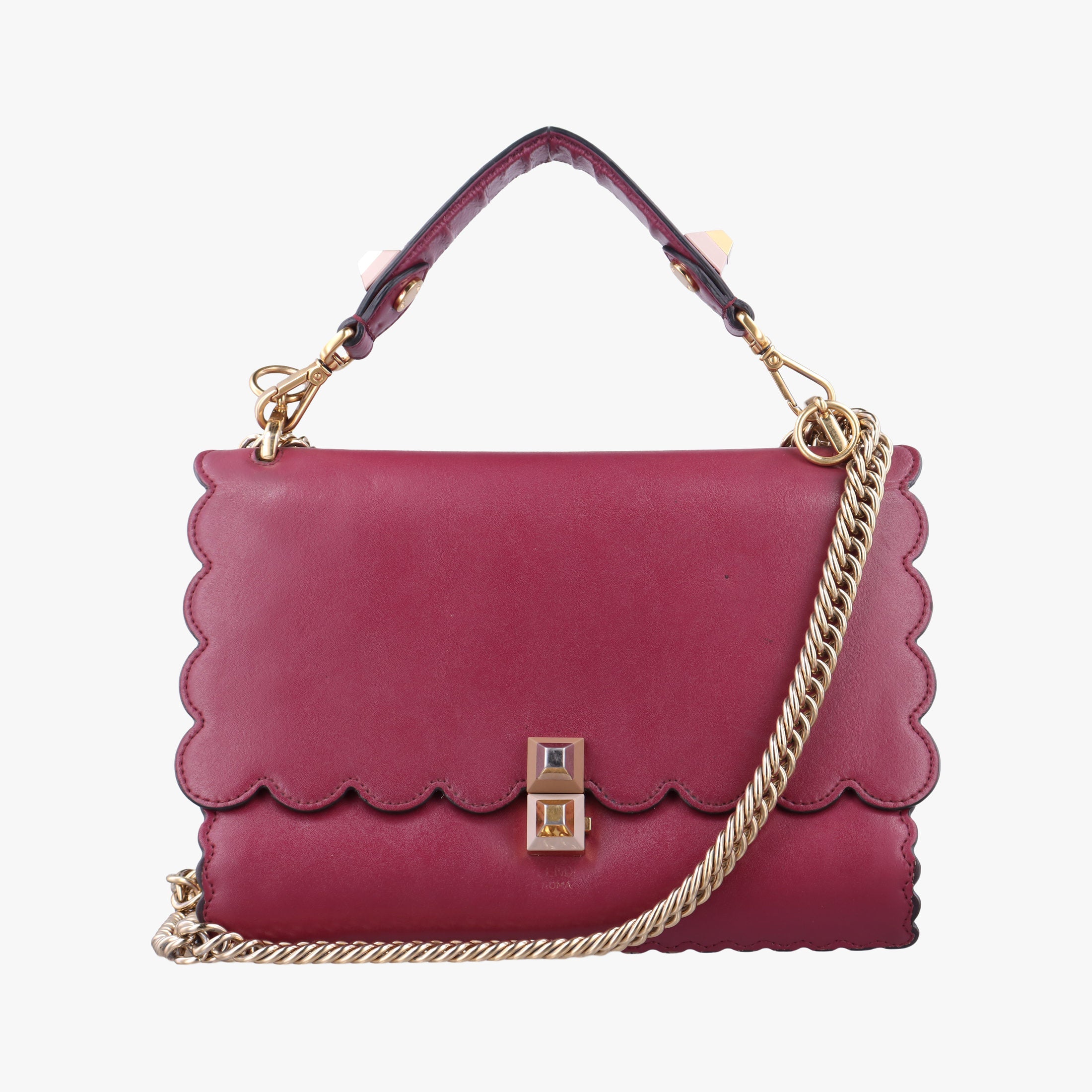 Secondhand Fendi Kan I Burgundy Leather 8BT283 shoulderbag | stylenewstar