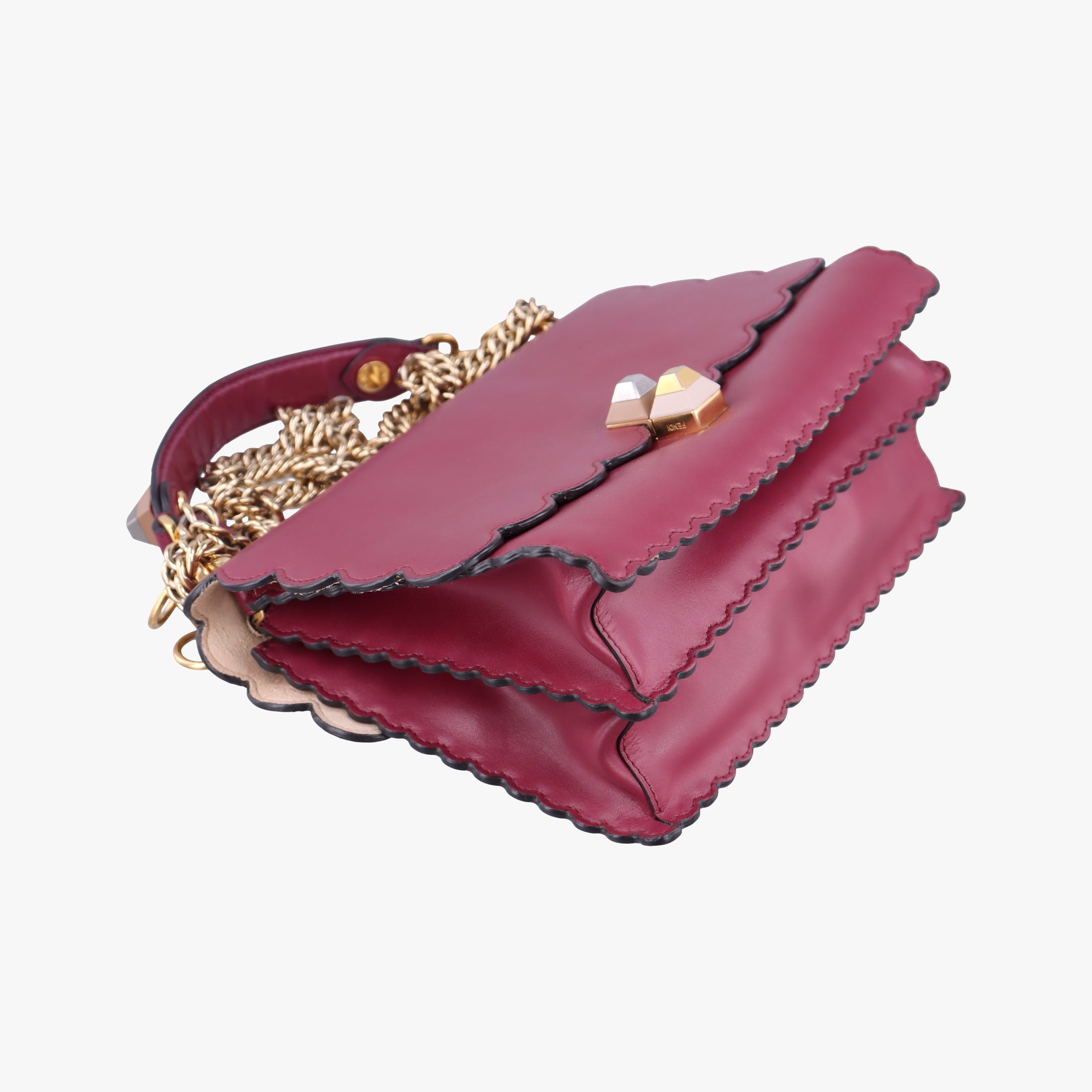 Secondhand Fendi Kan I Burgundy Leather 8BT283 shoulderbag | stylenewstar