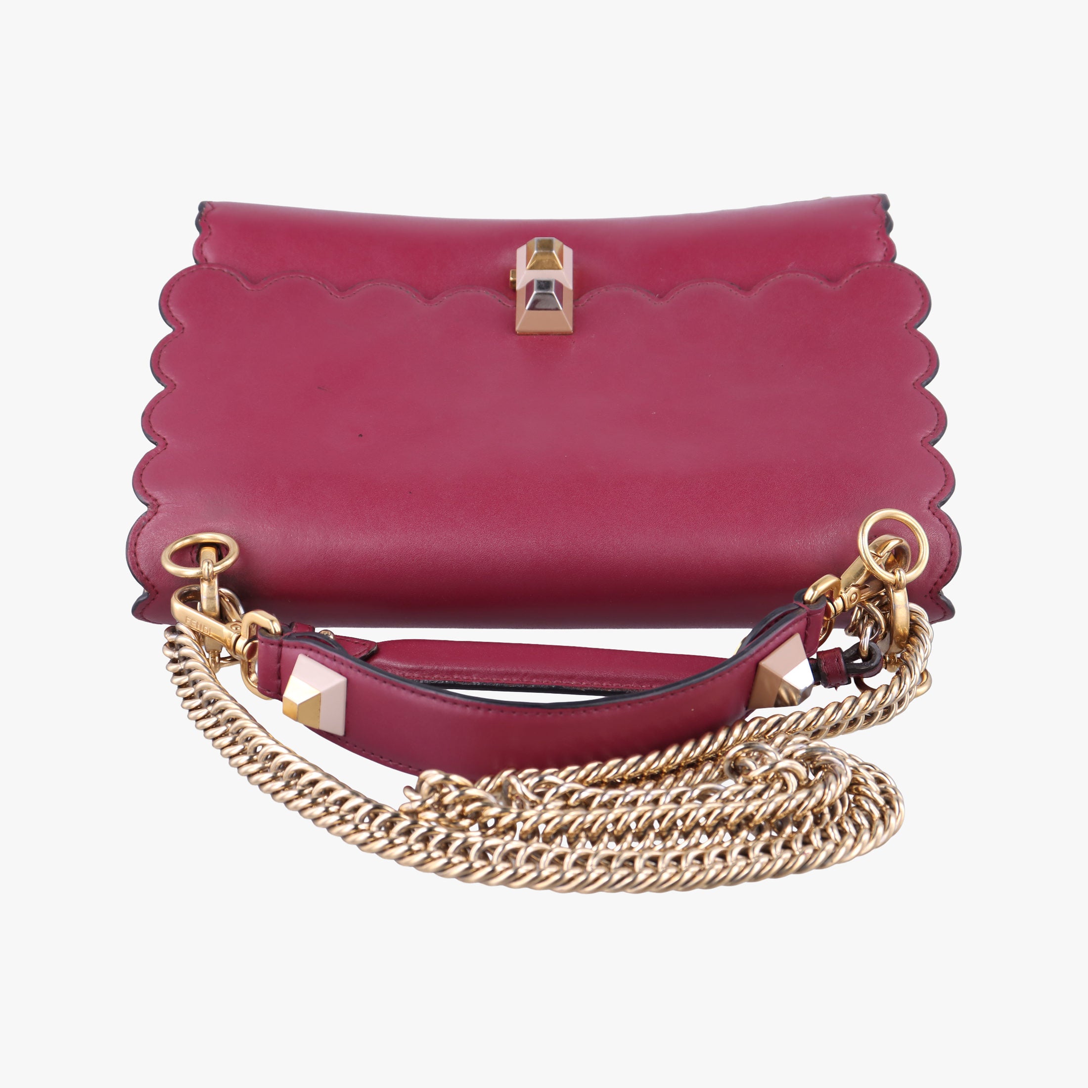 Secondhand Fendi Kan I Burgundy Leather 8BT283 shoulderbag | stylenewstar