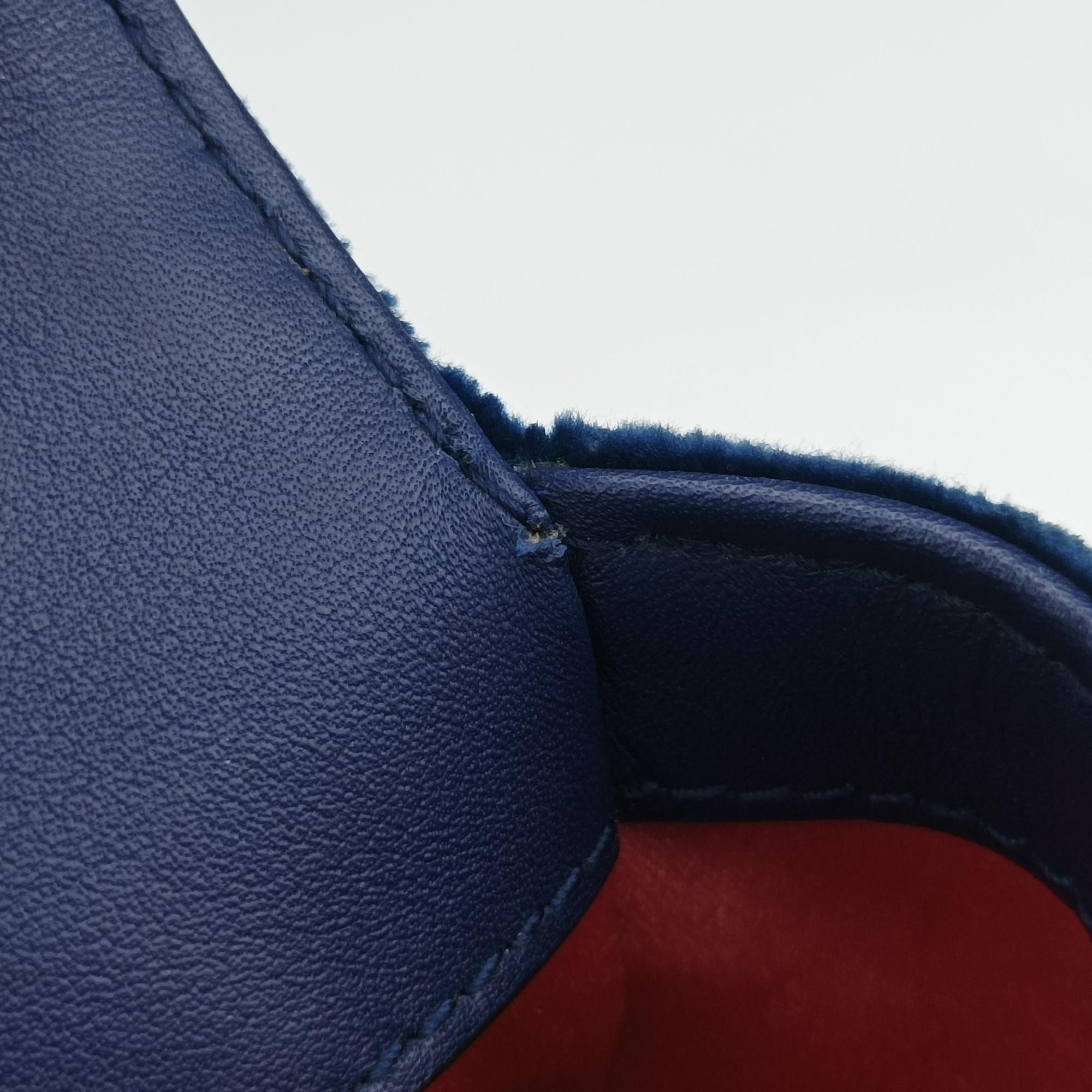 Pre-owned Gucci GG Marmont Navy×Multicolour velour 443497 shoulderbag | stylenewstar