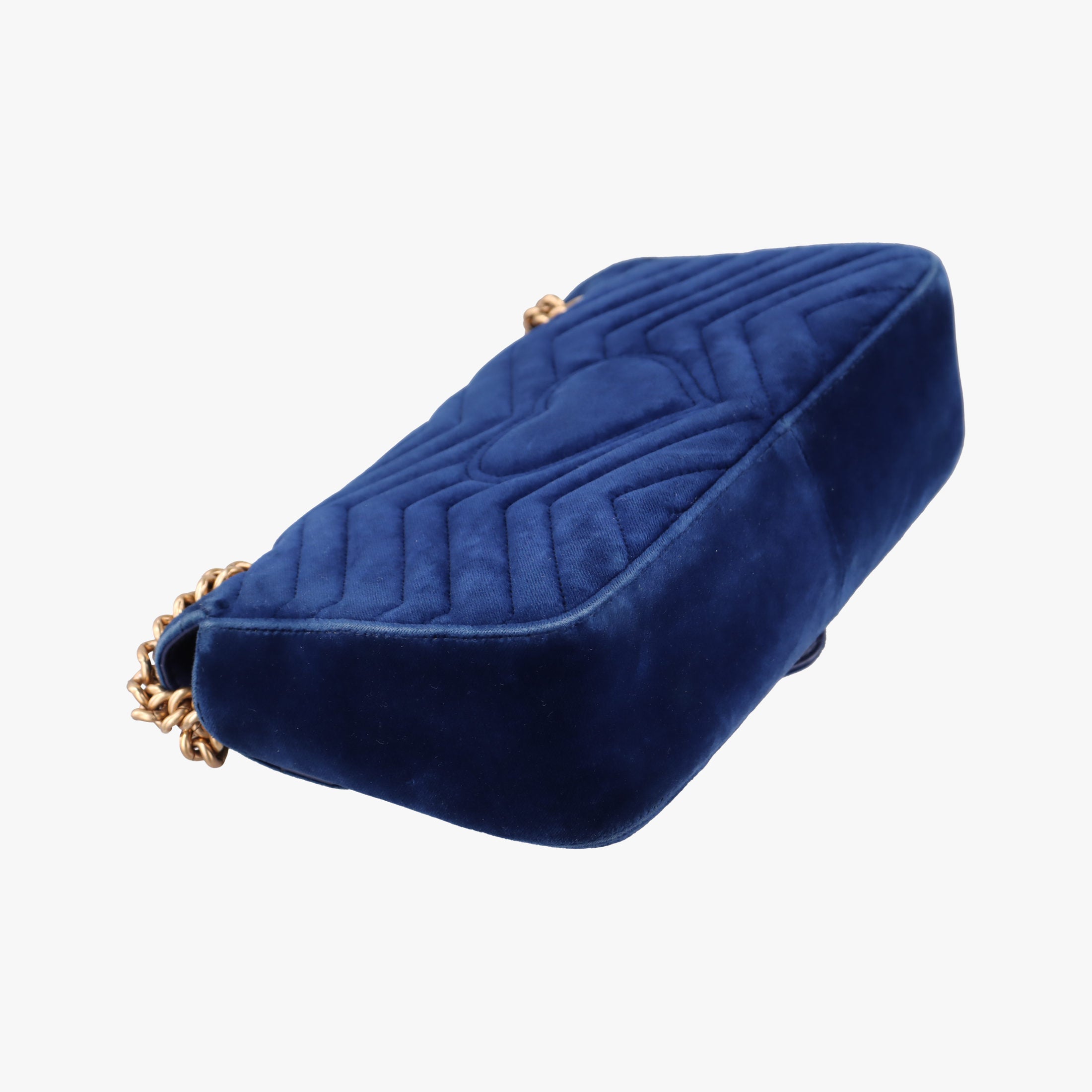 Pre-owned Gucci GG Marmont Navy×Multicolour velour 443497 shoulderbag | stylenewstar