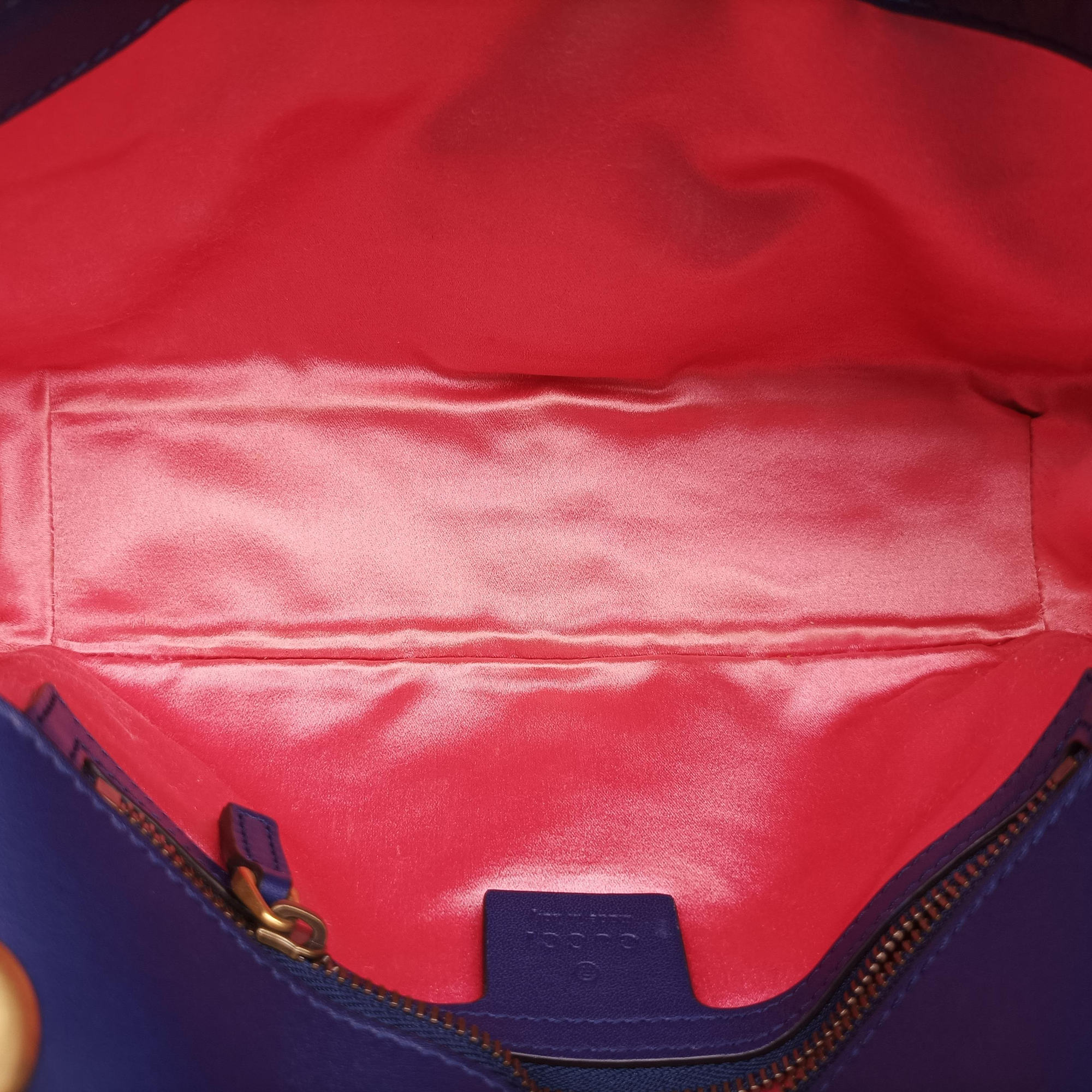 Pre-owned Gucci GG Marmont Navy×Multicolour velour 443497 shoulderbag | stylenewstar