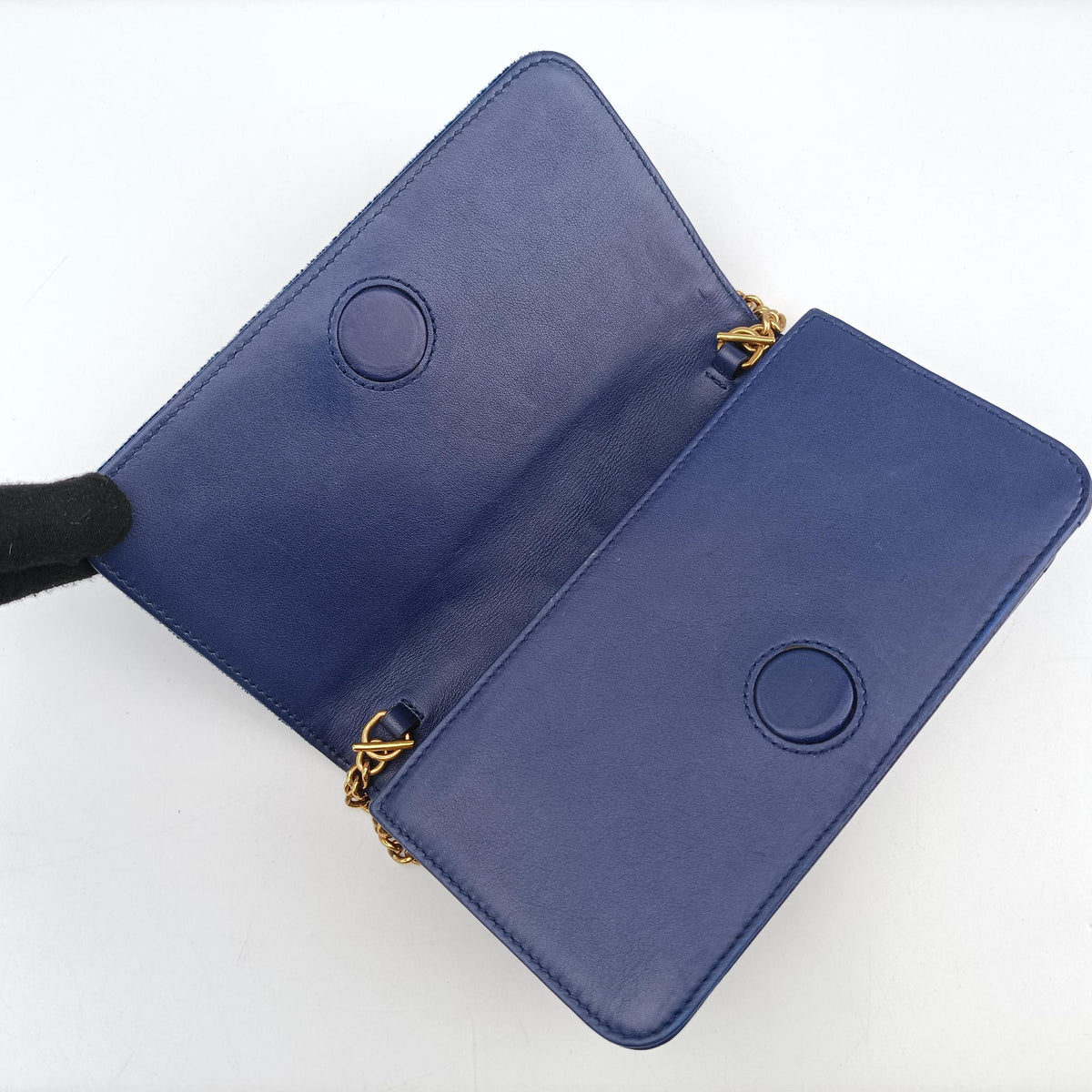 Pre-owned Gucci GG Marmont Blue velour 488426 shoulderbag | stylenewstar