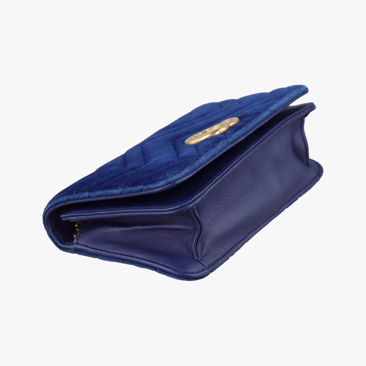 Pre-owned Gucci GG Marmont Blue velour 488426 shoulderbag | stylenewstar