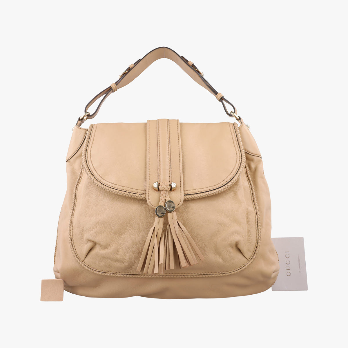 Pre-owned Gucci Marrakech Beige Leather 257021 shoulderbag | stylenewstar